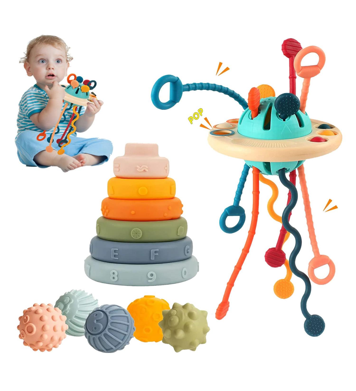 Jokooan Montessori Toy Set 3 in 1 | Multi-Sensory Stacking Toys for Toddlers | Perfect Motor Skill Development for Babies 1 Year and Up | International Shipping Available - Buy Online on GoSupps.com