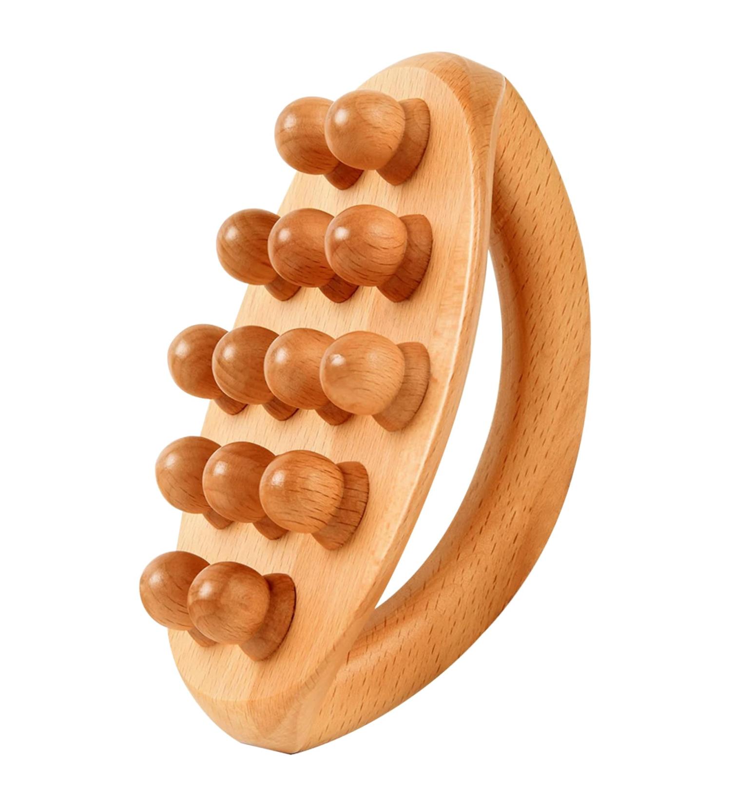 Wood Therapy Massage Tools - 14 Pearl Wood Roller for Lymphatic Drainage & Cellulite Reduction | Body Shaping Gua Sha Device - Buy Online on GoSupps.com