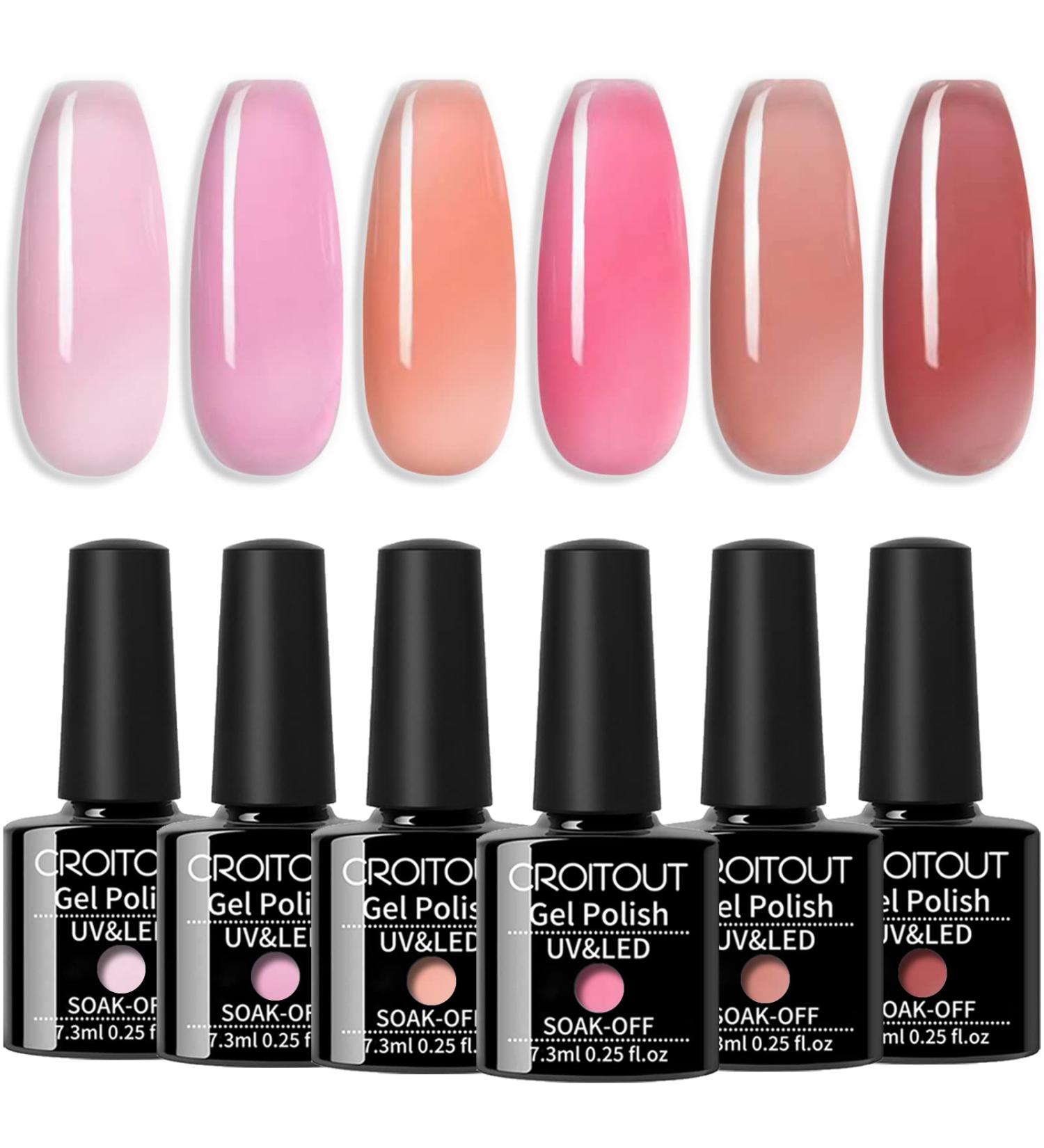 Croitout Jelly Gel Nail Polish Set Crystal Translucent Shellac Nail Gel Polish Colours Set Sock Off UV LED Gel Nail Polishes Set for Home DIY Nail Salon Best Gift for Women 6 x 7.3ml 6CS-003 7.3 ml (Pack of 6) - Buy Online on GoSupps.com
