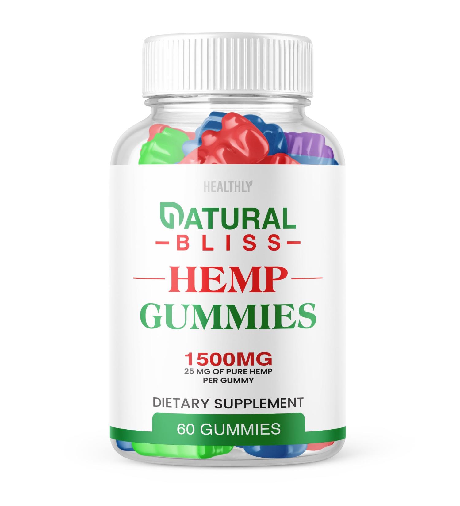 Natural Bliss Gummies - Official Formula - Natural Bliss Hemp Gummies Premium Blend NaturalBliss Gummies 25mg Hemp Per Gummy 1500mg Hemp Per Bottle Advanced Formula Hemp Extract Gummy (60 Gummies) - Buy Online on GoSupps.com