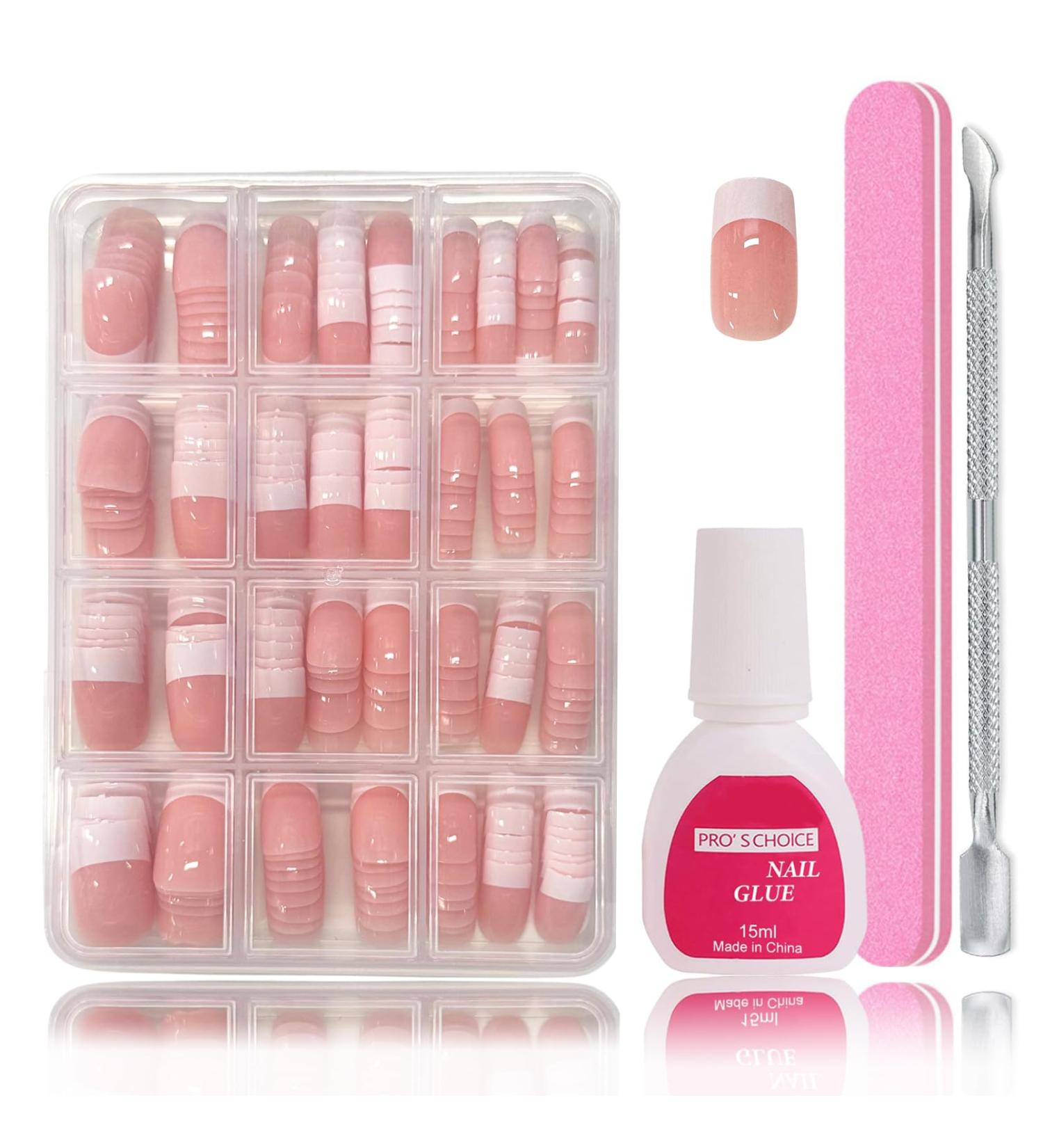 False Nails Tips Set - 240 Pieces French False Nails for Sticking - Artificial Nails Short Square Nail Art Manicure Fake Nails for Women and Women (French Short Square) French Square Short - Buy Online on GoSupps.com