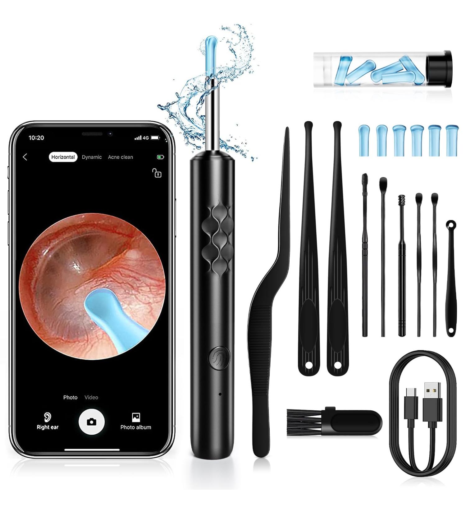 KIEUIENK Ear Wax Removal Tool with Light and Camera - 1296P HD Ear Cleaner with Professional Curette Set - for iOS & Android - Buy Online on GoSupps.com