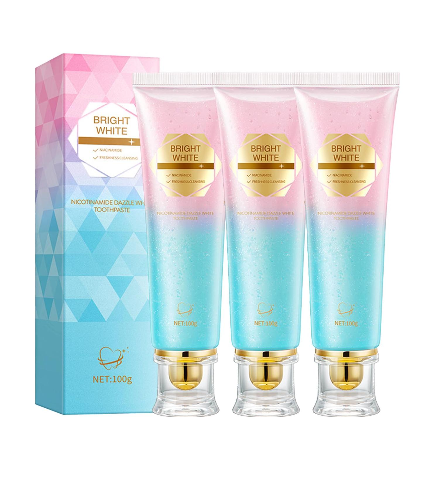 Niacinamide Whitening Toothpaste Teeth Whitening Remove Stains Enamel Protection and Fresh Breath Improves Gum Health Intensive Brightening with Gentle Mint for Daily Deep Cleaning Care (3PCS) - Buy Online on GoSupps.com