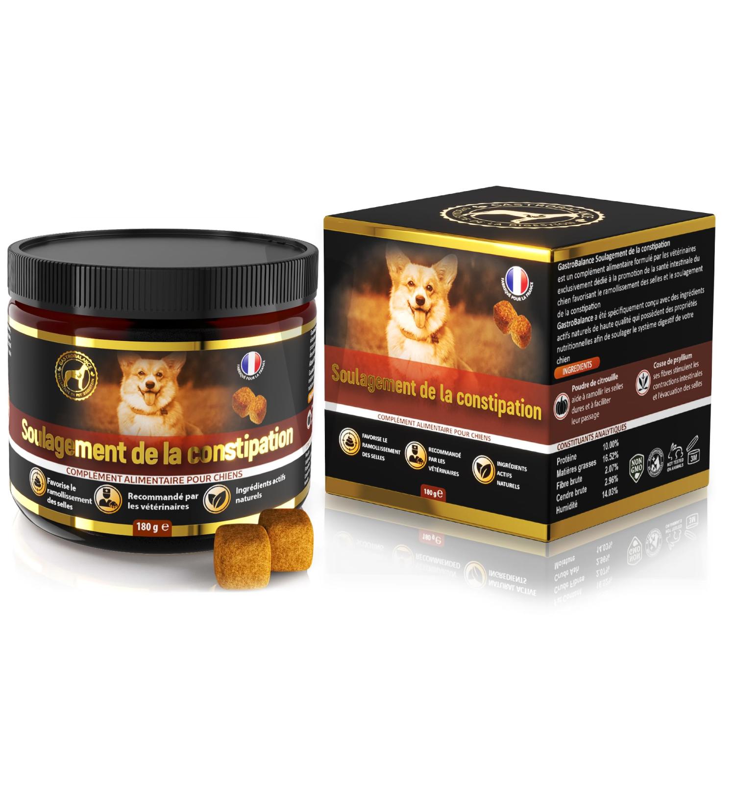 Constipation Relief for Dogs - 60 Laxative Dog Stool Softeners - Chicken Flavor (French) - Buy Online on GoSupps.com