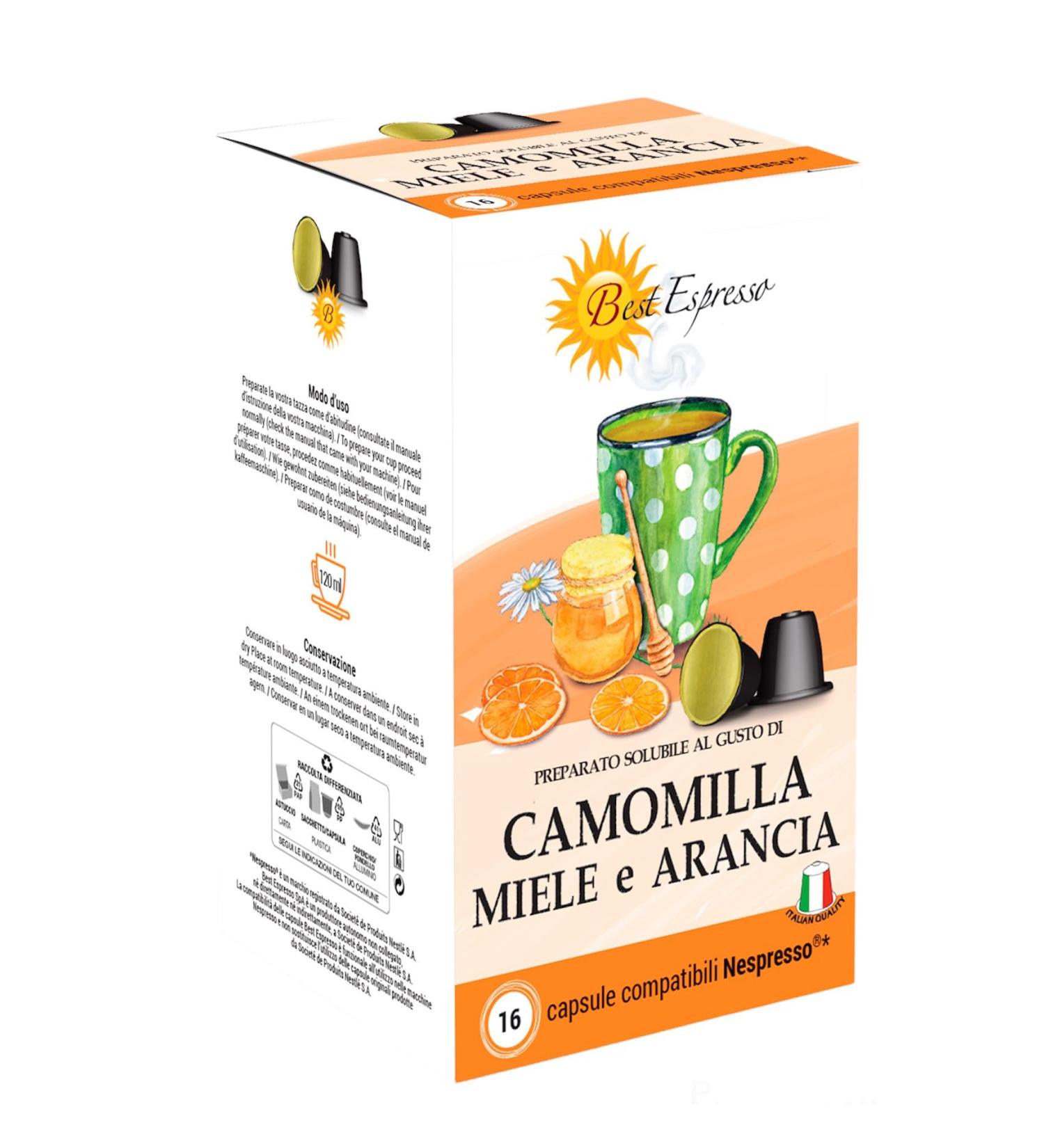 BEST ESPRESSO x48 Orange Chamomile Honey Tea Capsules Compatible with Nespresso