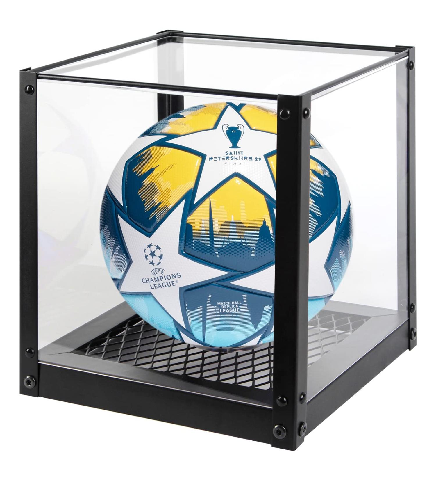 Acrylic Soccer Ball Display Case with Metal Mesh Base - Clear Holder Stand for Sports Memorabilia - J JACKCUBE DESIGN MK809A - Buy Online on GoSupps.com