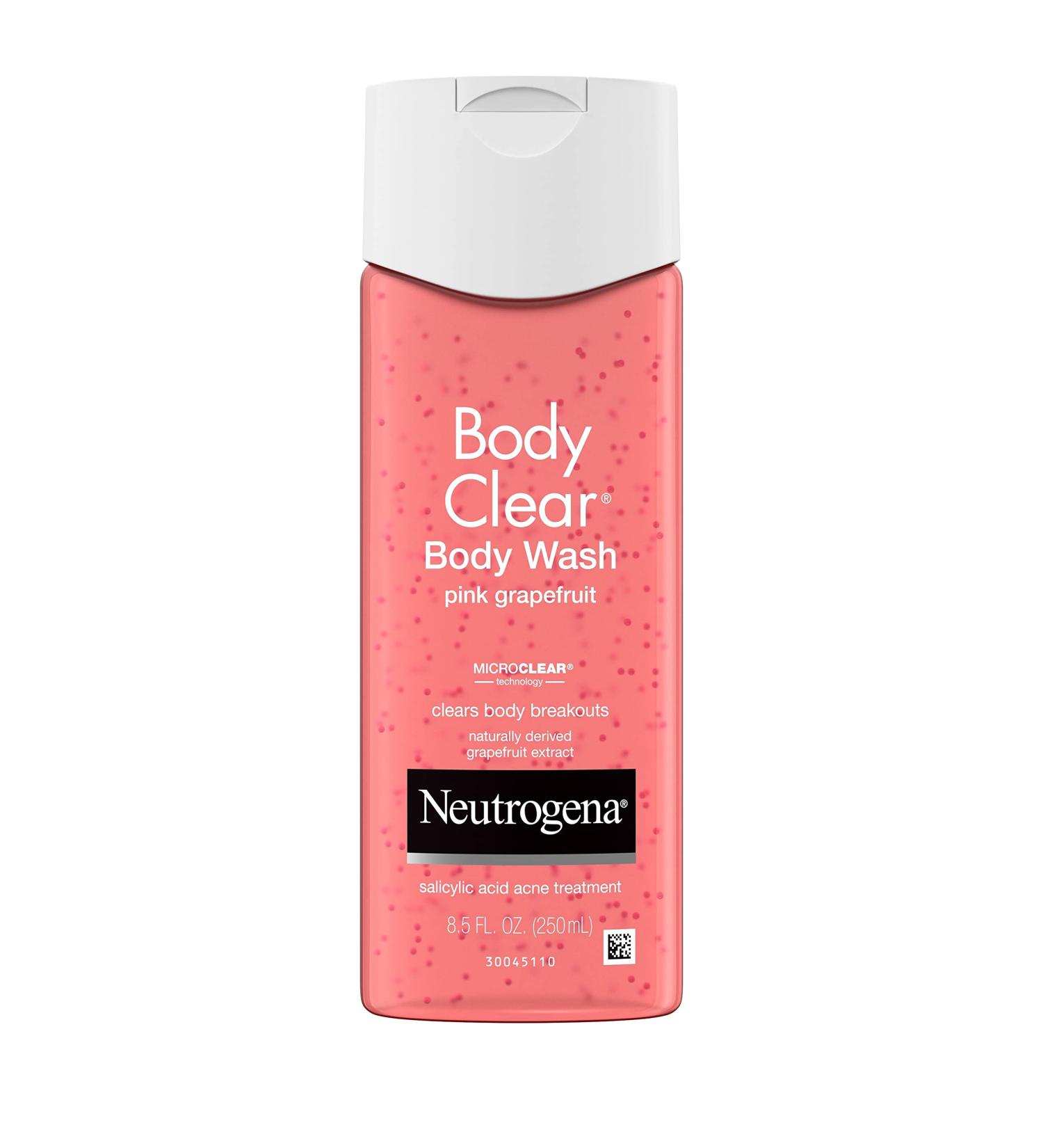 Neutrogena Body Clear Acne Treatment Body Wash with 2% Salicylic Acid - Pink Grapefruit Shower Gel for Back, Chest & Shoulders - Vitamin C - 8.5 fl. oz - Buy Online on GoSupps.com