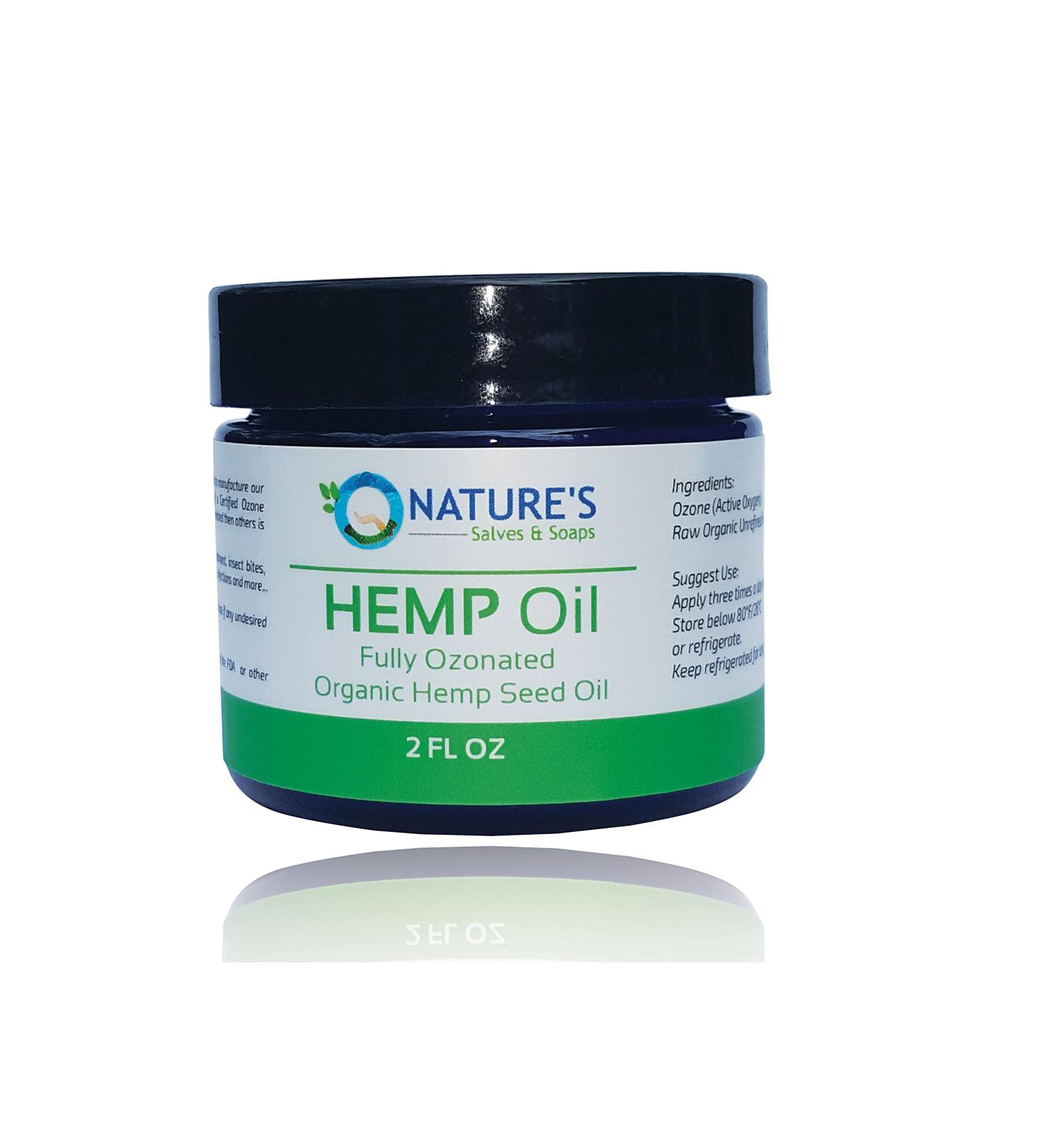 Nature's Salves Fully Ozonated 100% Organic Cold Pressed Unrefined Hemp Seed Oil - 2 Oz - Buy Online on GoSupps.com