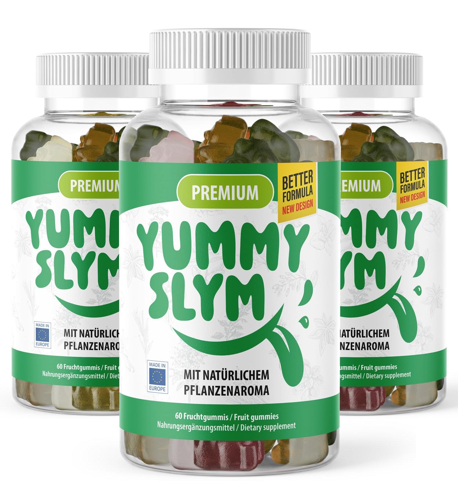 Yummy Slym Gummies - Yummy Slym Gummies | delicious fruit gummies with natural plant flavor | 60 gummies 3x 3 pieces