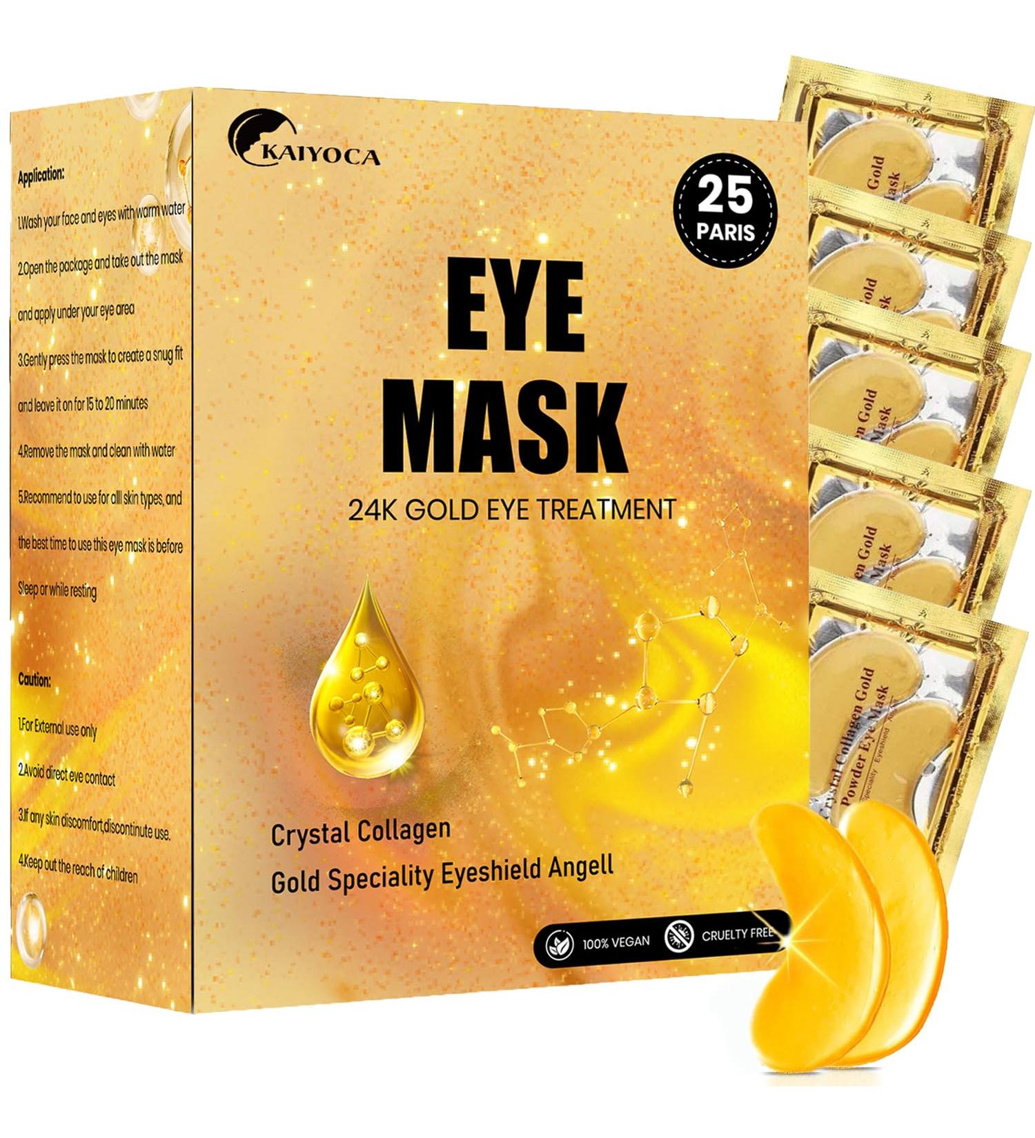 25 Pairs Golden Gel Eye Masks - Hyaluronic Acid Pads for Swollen Eyes & Dark Circles | Best Under Eye Treatment - Buy Online on GoSupps.com