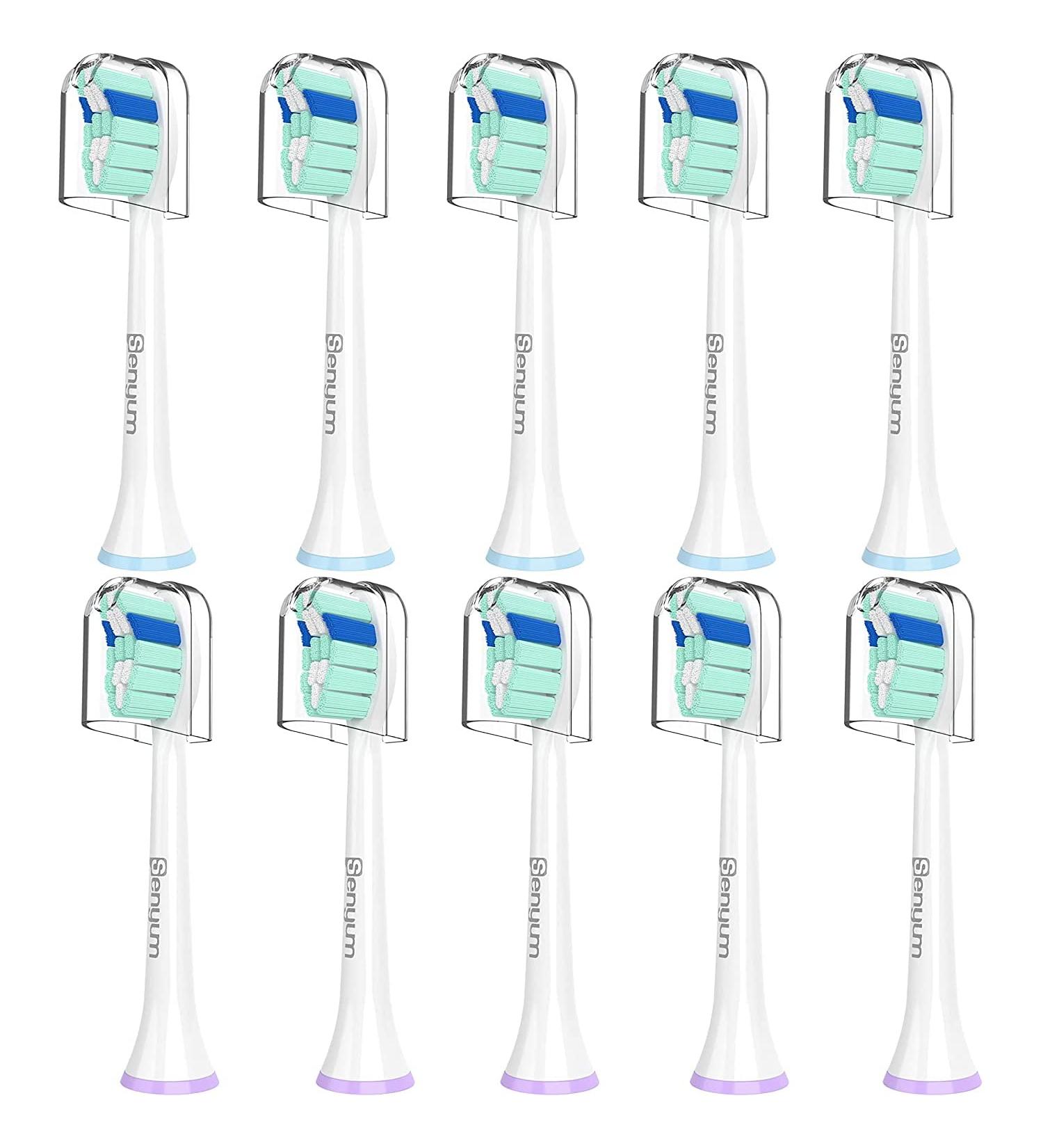 Senyum Replacement Toothbrush Heads for Philips Sonicare - 10 Pack, White | Compatible with Sonicare Electric Toothbrushes - Buy Online on GoSupps.com