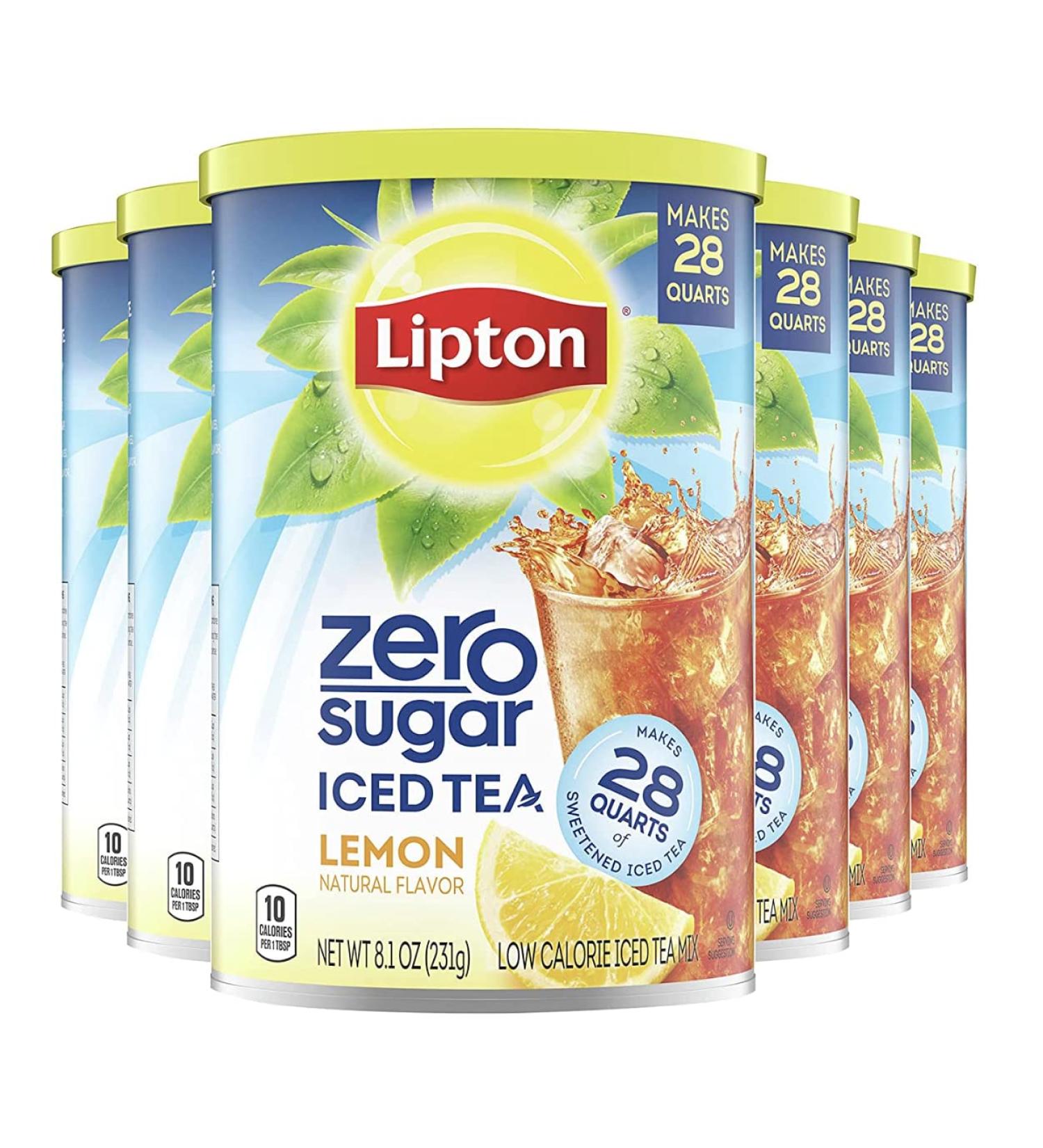 Lipton Zero Sugar Iced Tea Mix Lemon Low Calorie 8.1 Ounce (Pack of 6) - Buy Online on GoSupps.com