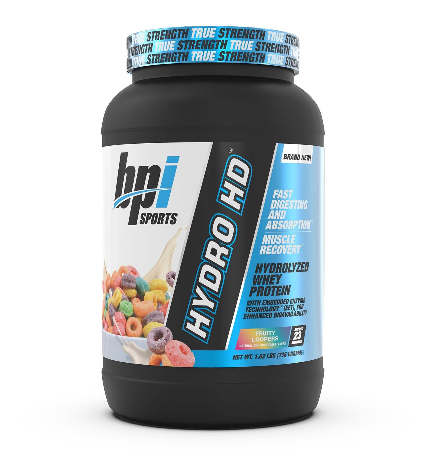 BPI Sports Hydro HD - 100% Hydrolyzed Whey Protein Powder - Muscle Growth, Recovery, 25g of Hydrolyzed Protein, Low Carb, Low Sugar, Fast Absorbing (23 Servings, Fruity Loopers) Fruity Loopers 23 Servings - Buy Online on GoSupps.com