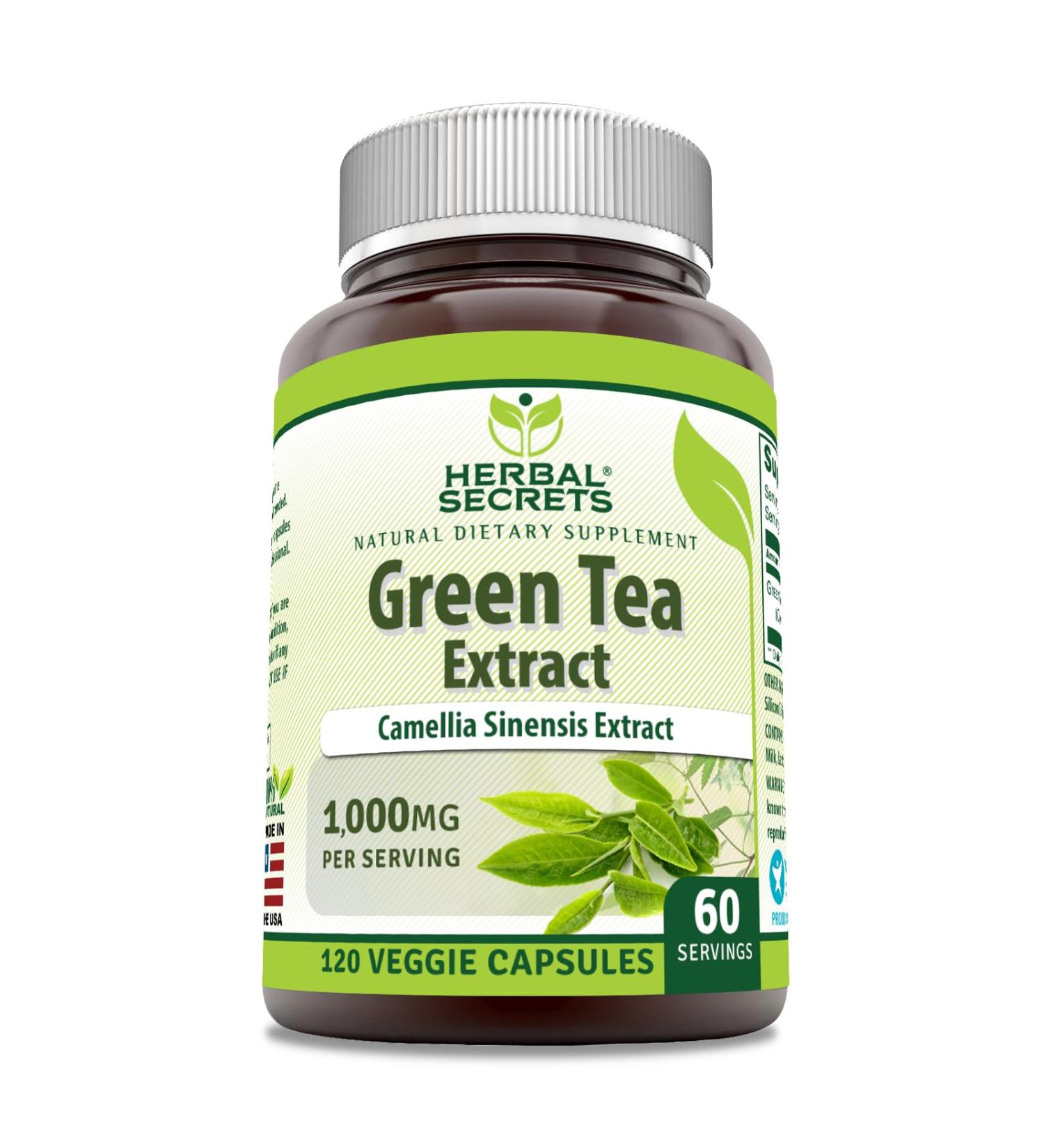 Amazing Nutrition Herbal Secrets Green Tea Extract 1000 Mg per Serving | 120 Veggie Capsules Supplement | Non-GMO | Gluten-Free | Made in USA 120 Count 1 Count (Pack of 1)