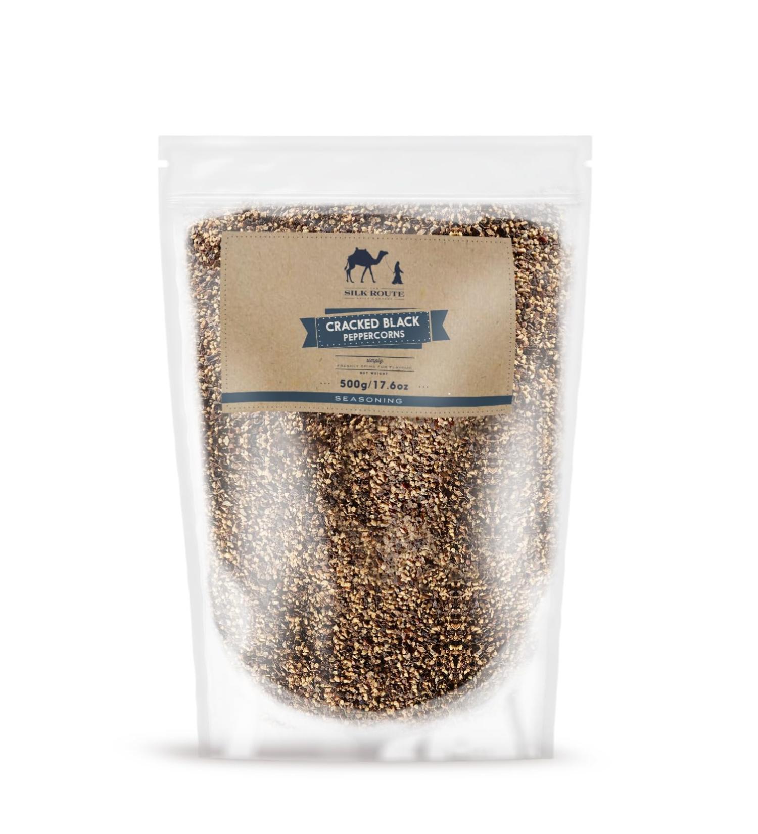 Silk Route Cracked Black Pepper Pouch - 500g Refill Pouch