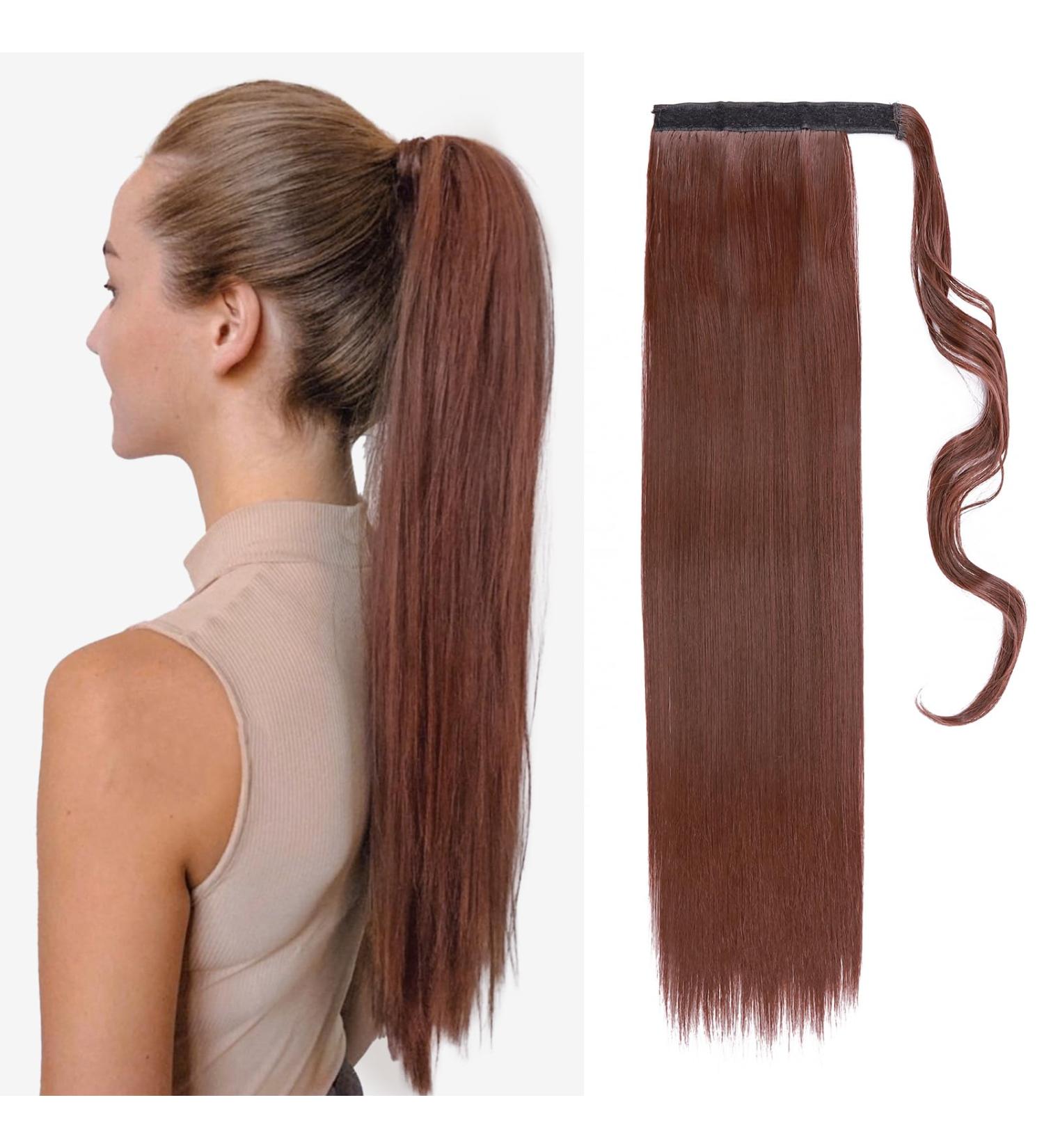 Tess Ponytail Extension - 60 cm Dark Red-Brown Braid - 90g Smooth Horse Tail Hair Extension - Buy Online on GoSupps.com