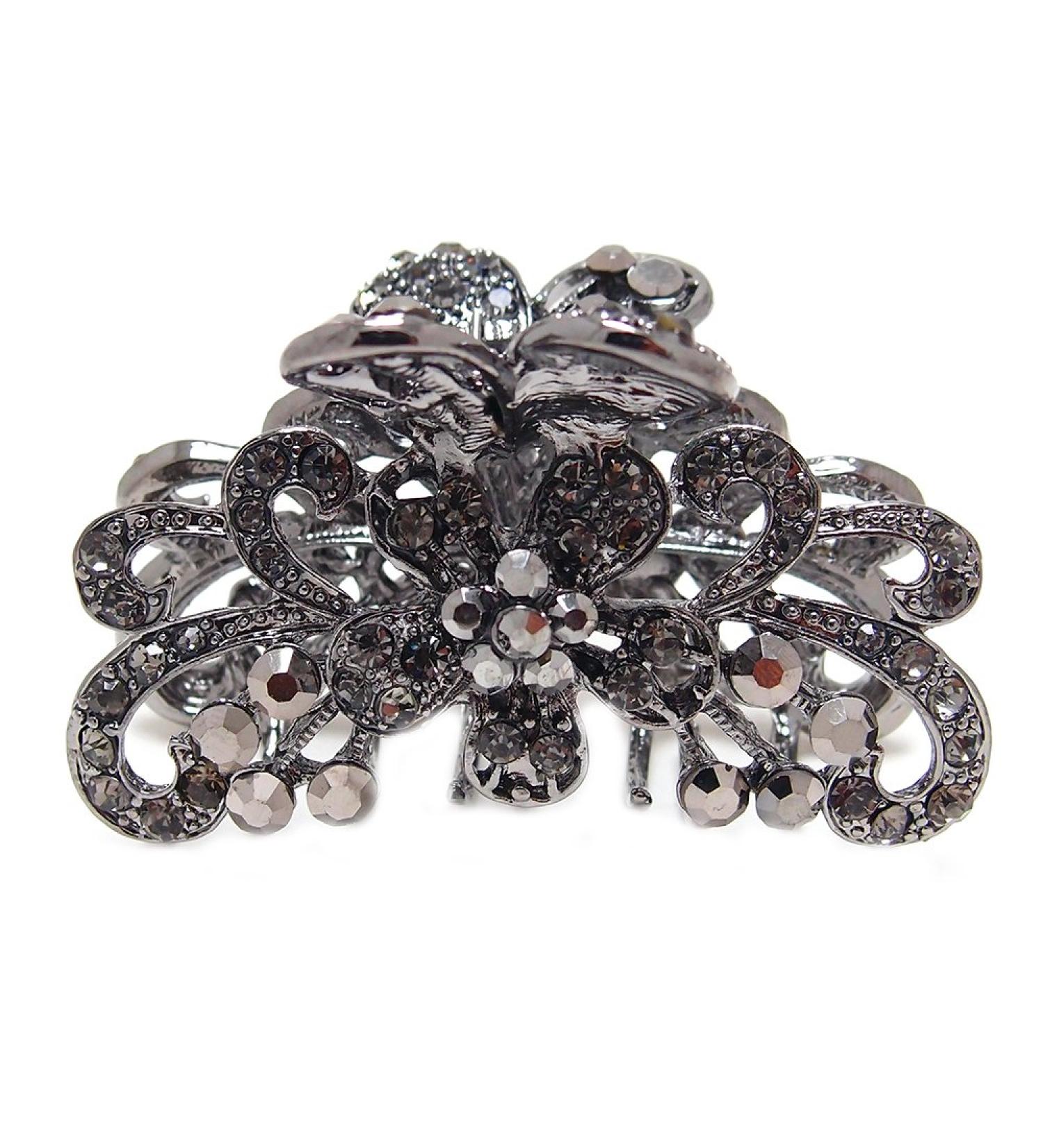 Black Crystal Metal Flower Butterfly Hair Claws & Clips - 1167 - Buy Online on GoSupps.com