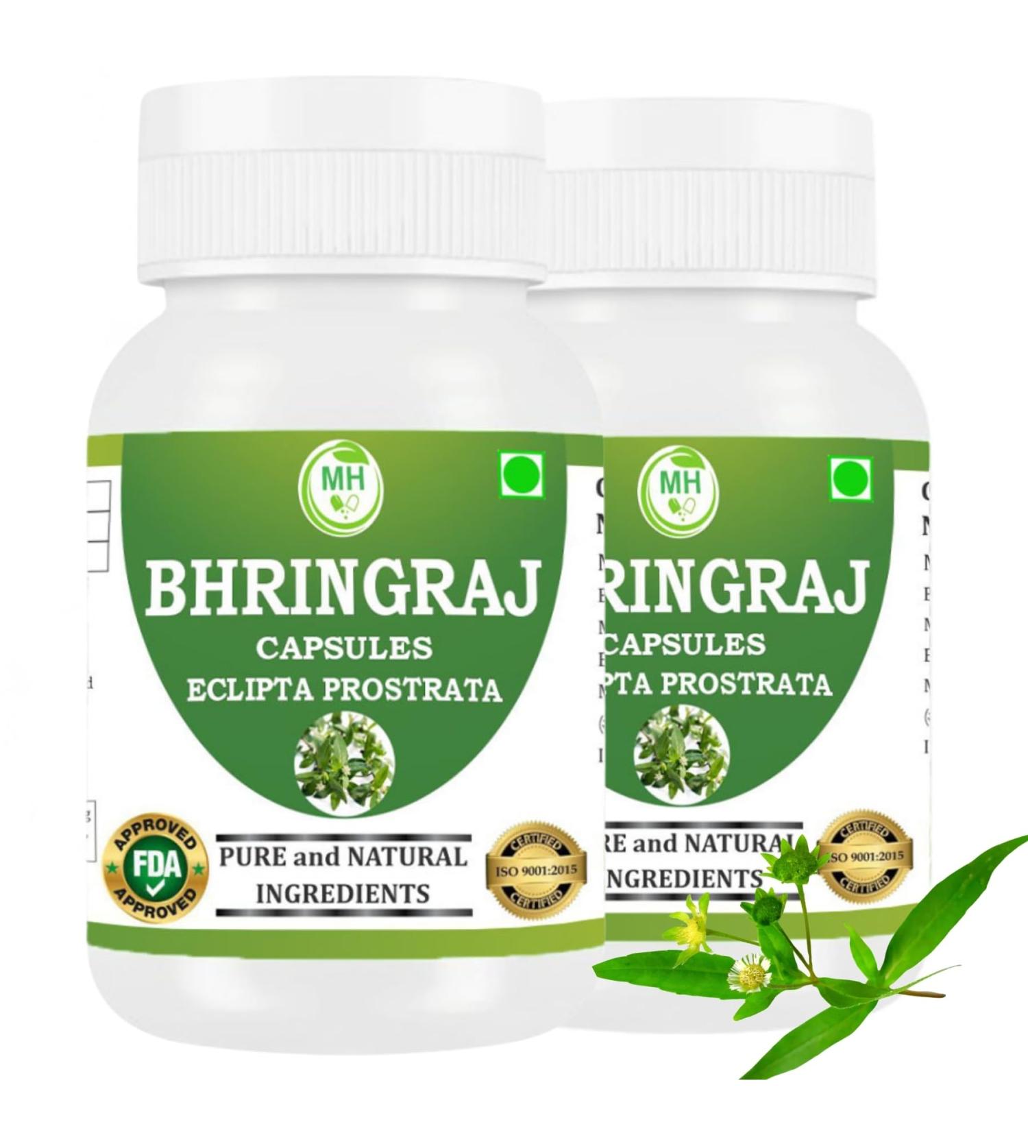 Morsan Healthcare Bhringraj Capsules |Ayurvedic Herb Eclipta Alba Supplement| Hair |Skin & Wellness |100% Plant-Based |500 mg per Serving| 120 Veg Capsules(Pack of 2) - Buy Online on GoSupps.com