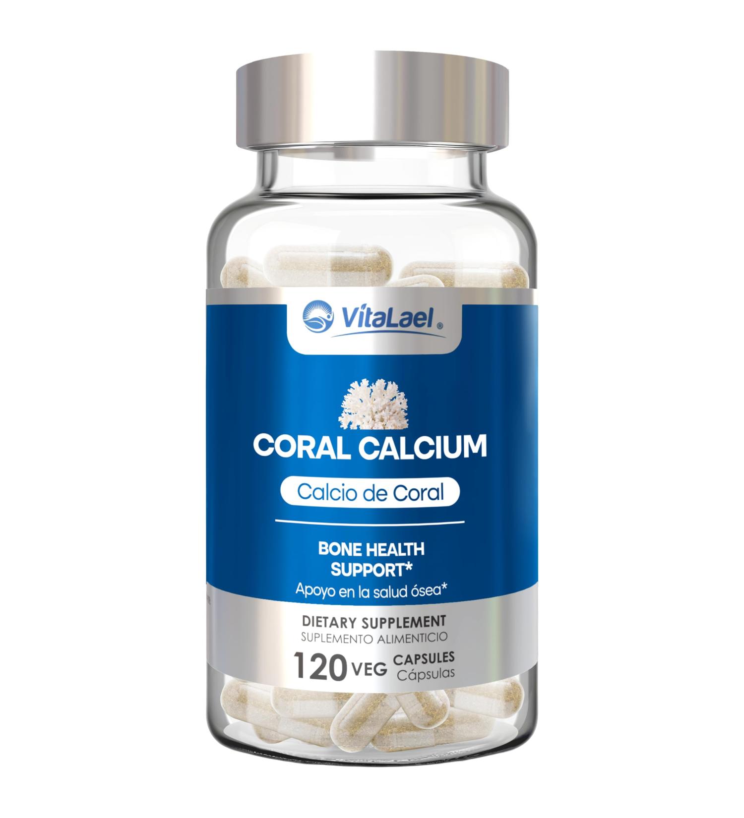 VitaLael Coral Calcium - Natural Support for Bone Strength and Structural System - 120 Capsules - with Muscle and Skin Wellness Support