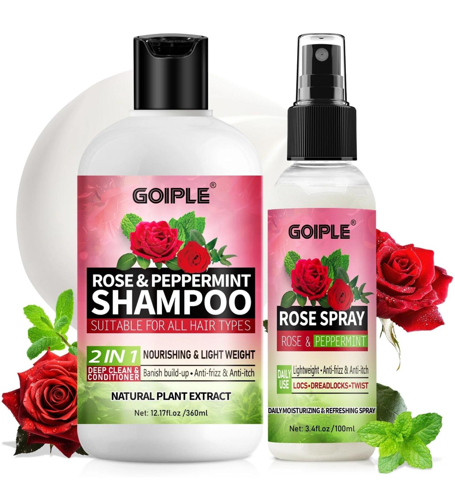 Shampoing et Apr s-Shampoing pour Tous Types de Dreadlocks Tresses et Torsades L'eau de Rose et la Menthe Shampoing pour Cheveux Boucl s et Spray Shampooing Rose Hydratant 2 PCS - Buy Online on GoSupps.com