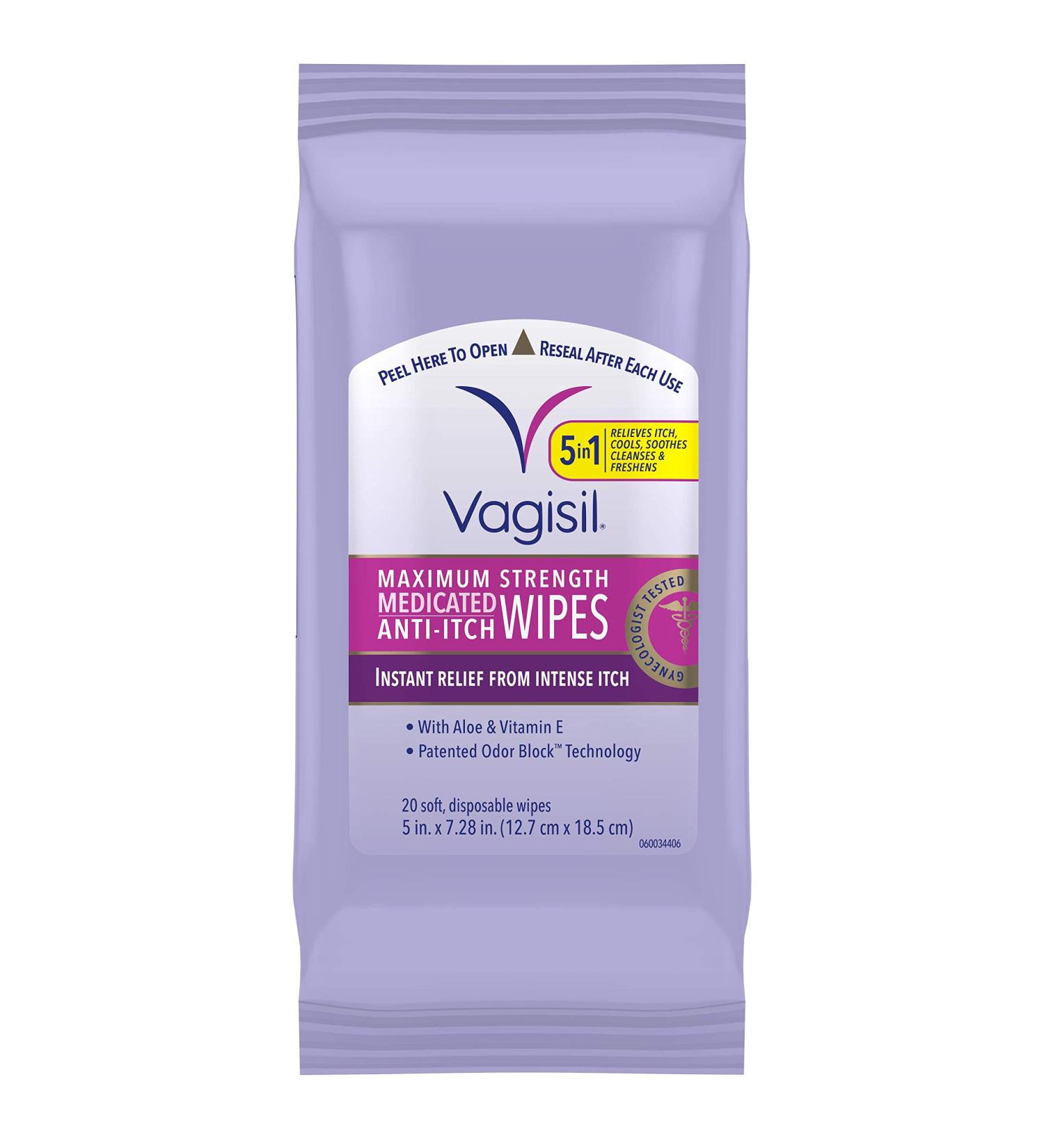 Vagisil Anti-Itch Medicated Feminine Vaginal Wipes - Maximum Strength, 20 Count - Buy Online on GoSupps.com