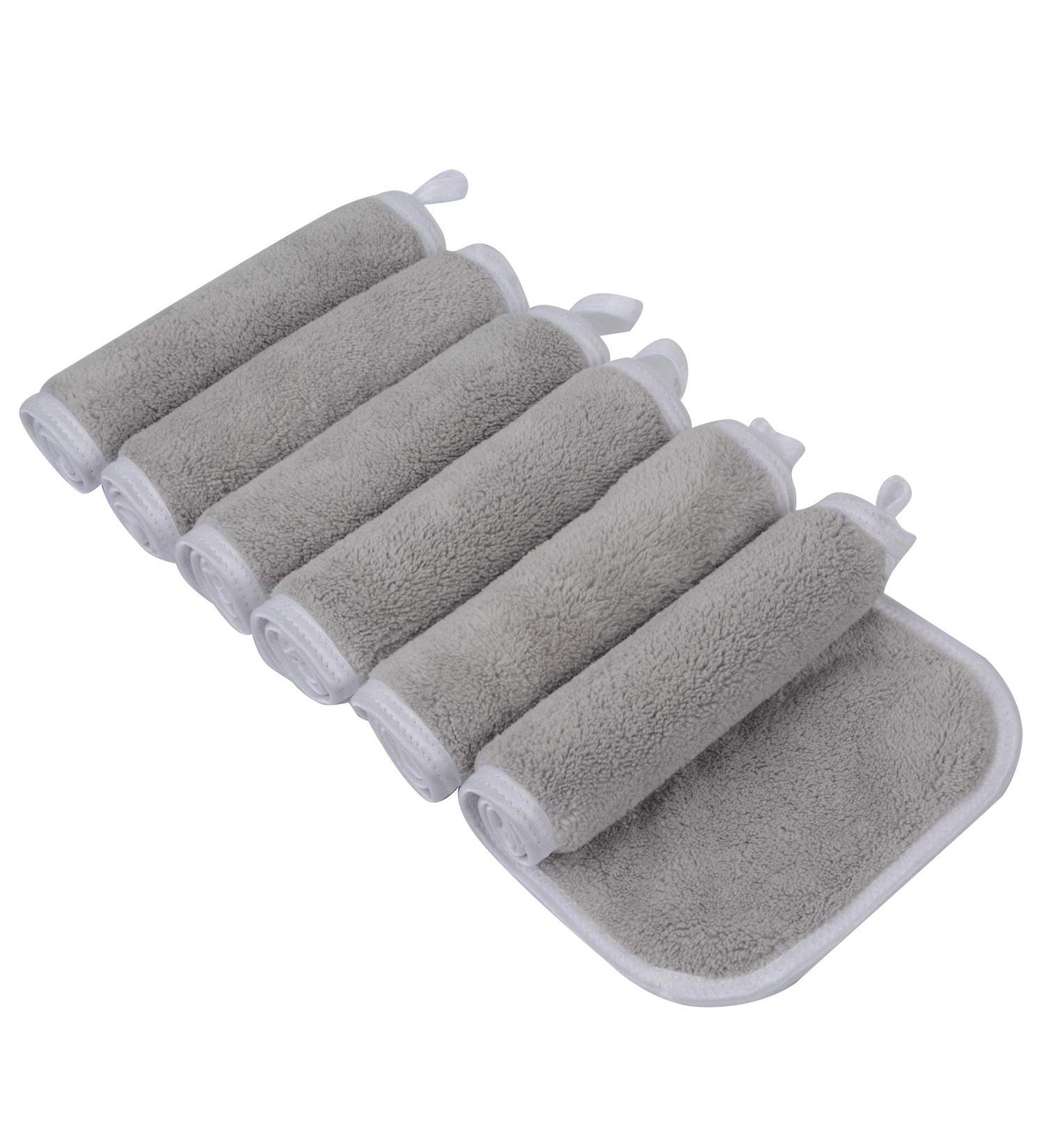 Kinhwa Microfiber Washy Ferry - 6 Luxurious Reusable Makeup Remover Towels | Suction-Strong Face Cleaning Cloths | 15cm x 30cm - Light Gray - Buy Online on GoSupps.com