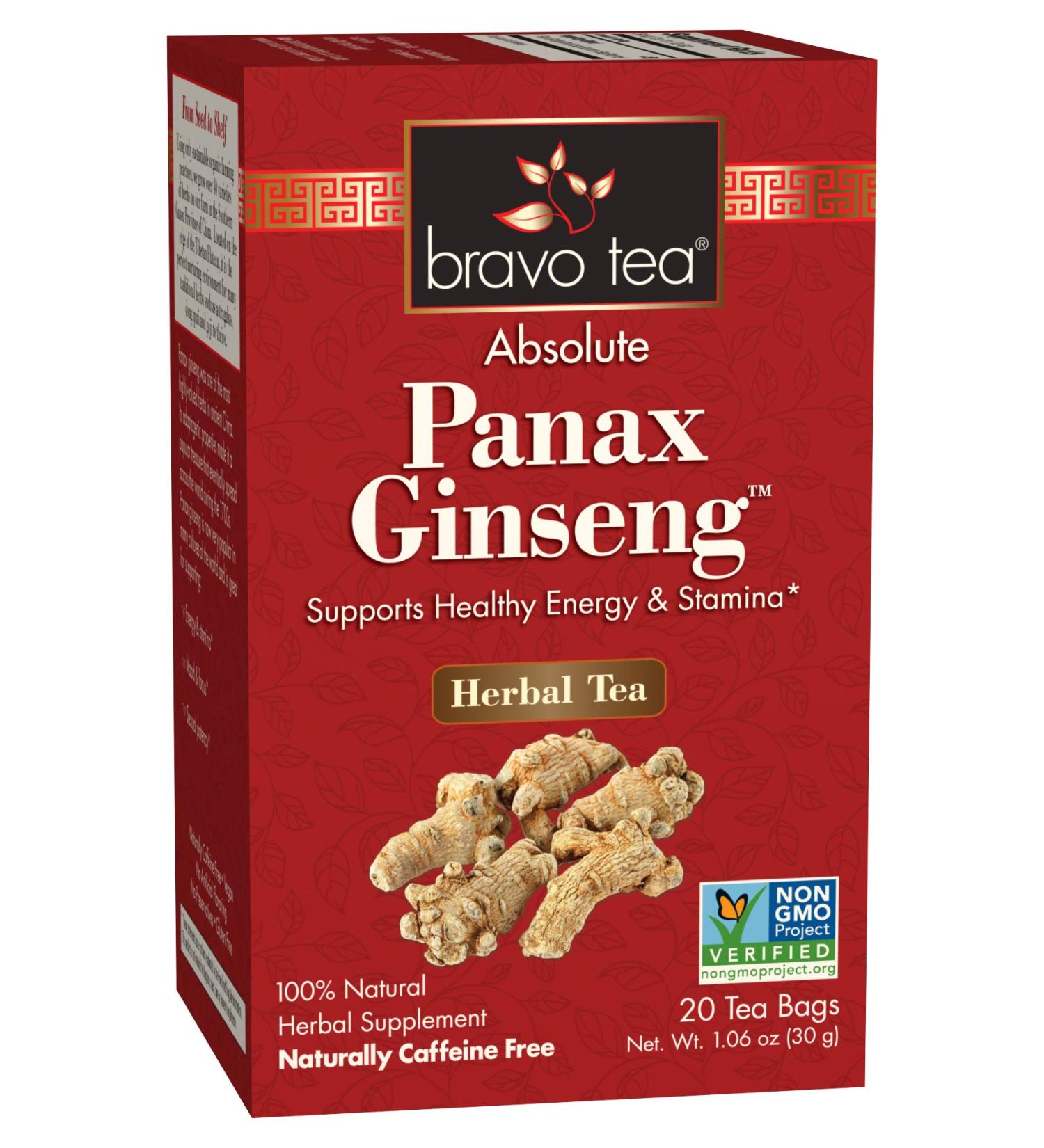 Buy Bravo Teas Panax Ginseng Tea - Caffeine Free, 20 Count Box - Buy Online on GoSupps.com
