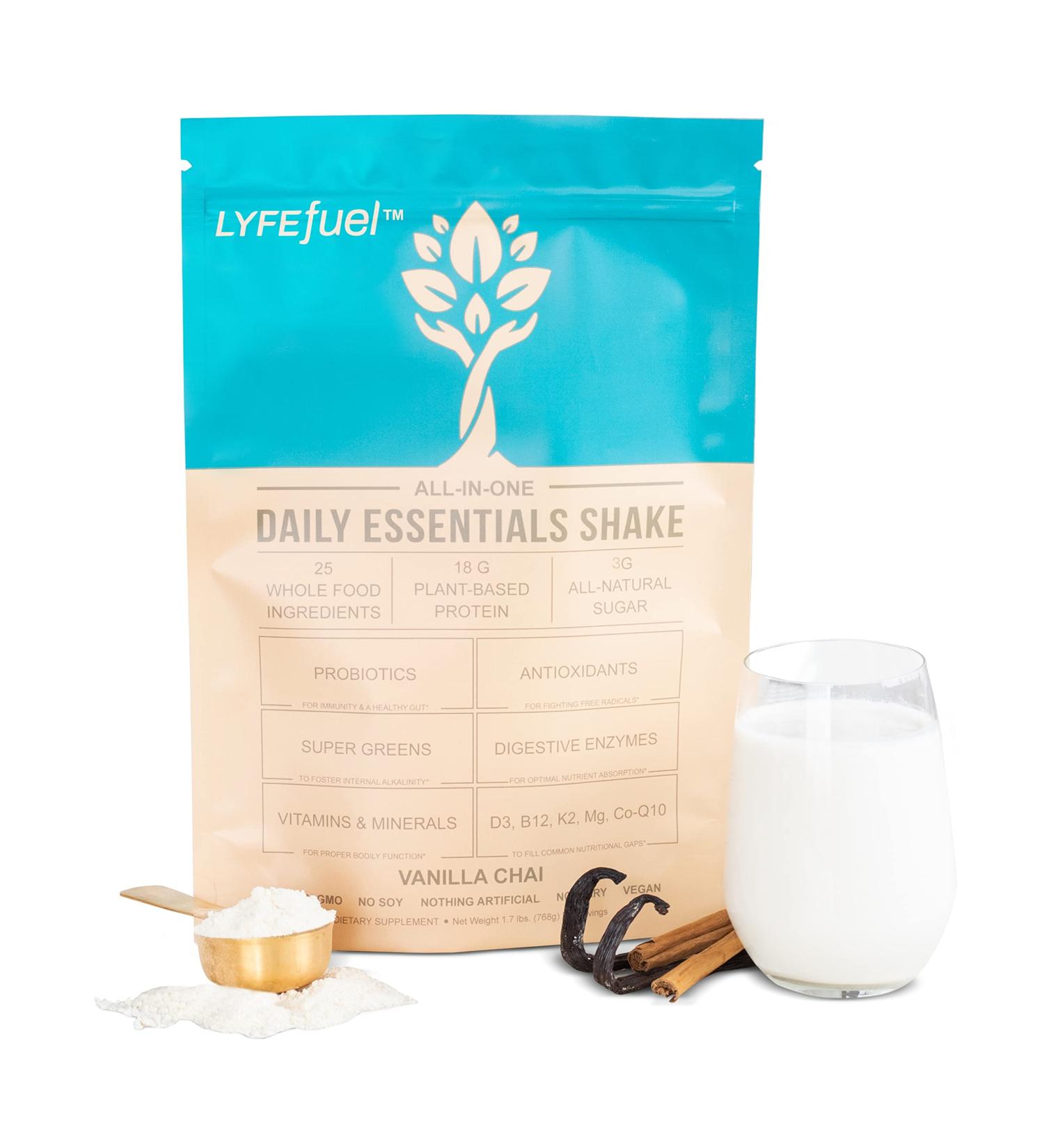 LyfeFuel Meal Replacement Shake - Plant-Based Nutrition with Vegan Protein, Superfoods, and Whole Food Nutrients - Vanilla Flavor (24 Servings) | Dairy-Free, Keto, Low Carb, Soy-Free, Gluten-Free - Buy Online on GoSupps.com