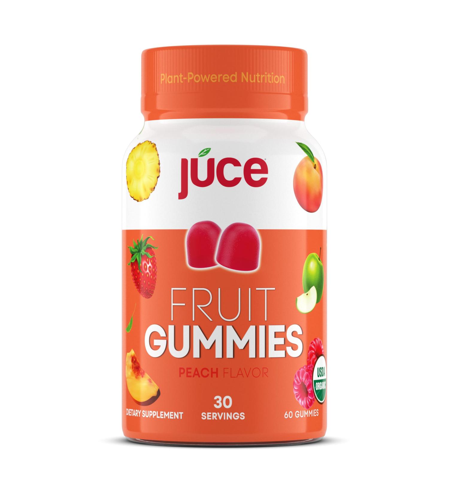 Juce Fruit Gummies with Peach Flavor - Superfood Gummies Delights for Optimal Health By Terra Kai Organics Peach 60 Count (Pack of 1) - Buy Online on GoSupps.com
