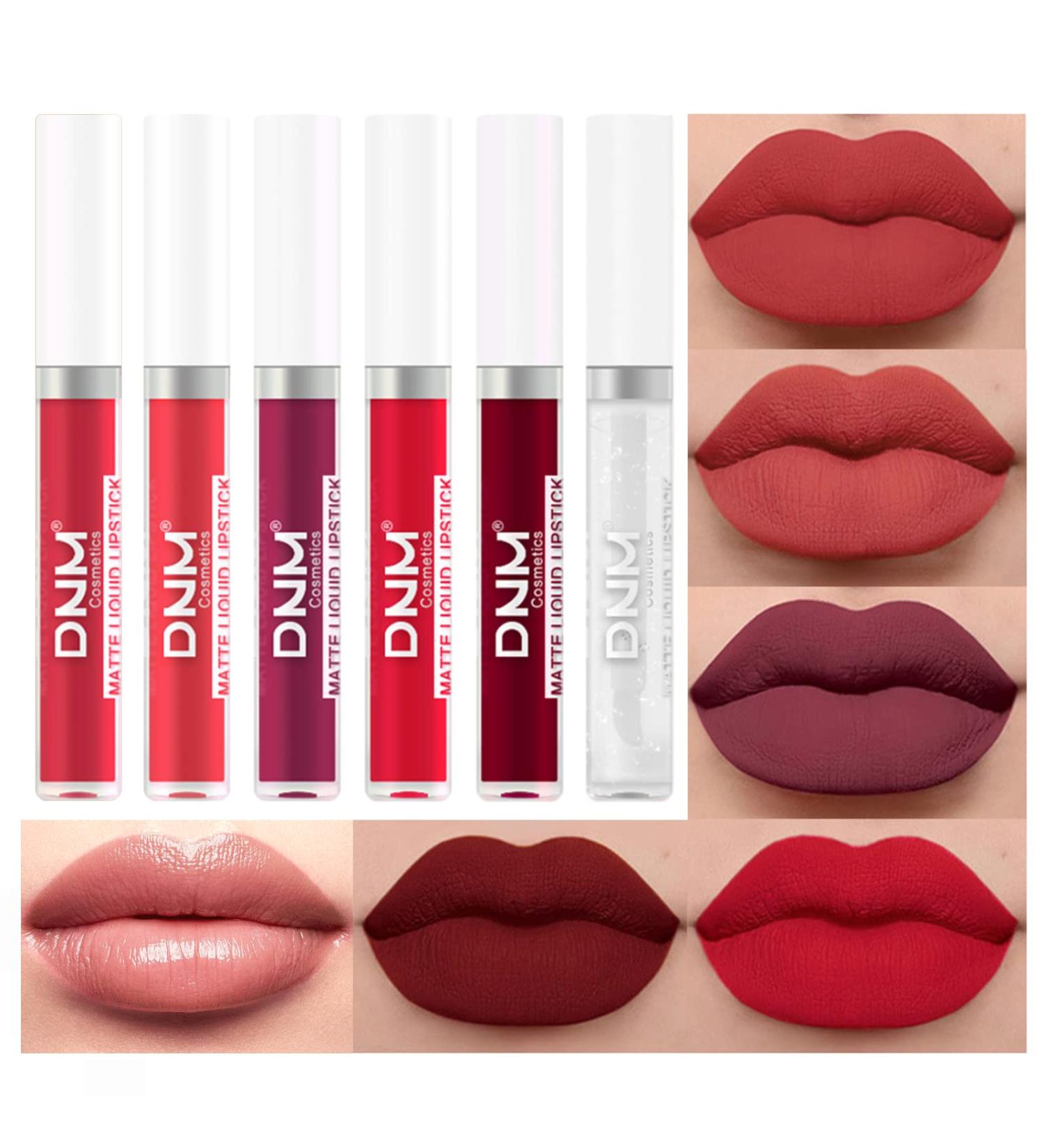 Matte Lipstick Sets Lip Gloss Set Makeup Waterproof Liquid Lipsticks For Women Long Lasting Red Lipstick- 5 Pcs Liquid Lip stick + 1Pcs Lip Plumper (1) Lipstick-2 - Buy Online on GoSupps.com