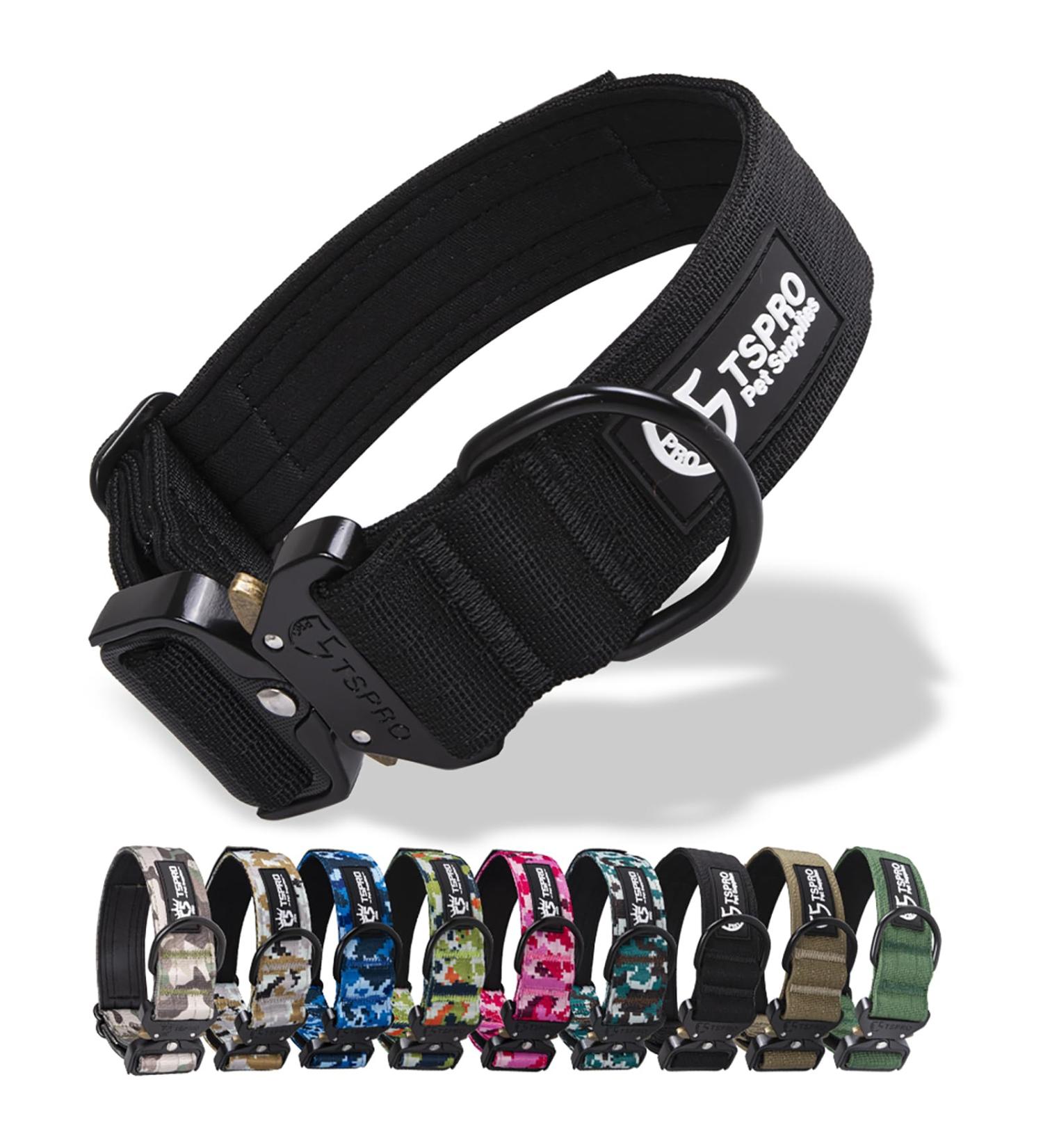 TSPRO Tactical Dog Collar - Military Strong Metal Buckle Adjustable Training Collar with Flag Patch Size L (16.7-25.6) Black - Ideal for International Shipping - Buy Online on GoSupps.com