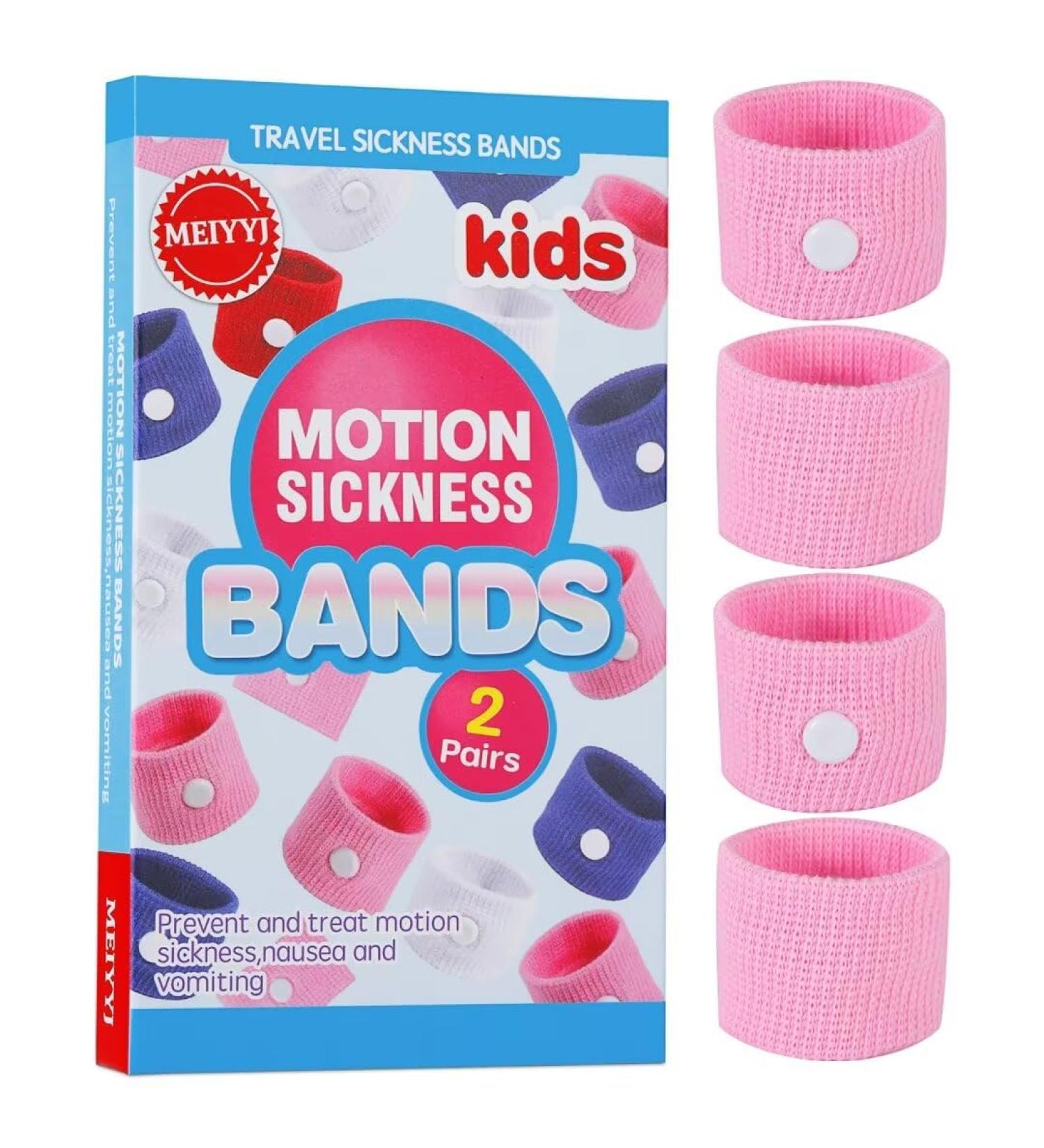 Meiyyj Travel Sickness Bands - Anti-Nausea Wristbands for Kids | Cruise & Car Travel Essentials - 2 Pairs Pink - Buy Online on GoSupps.com
