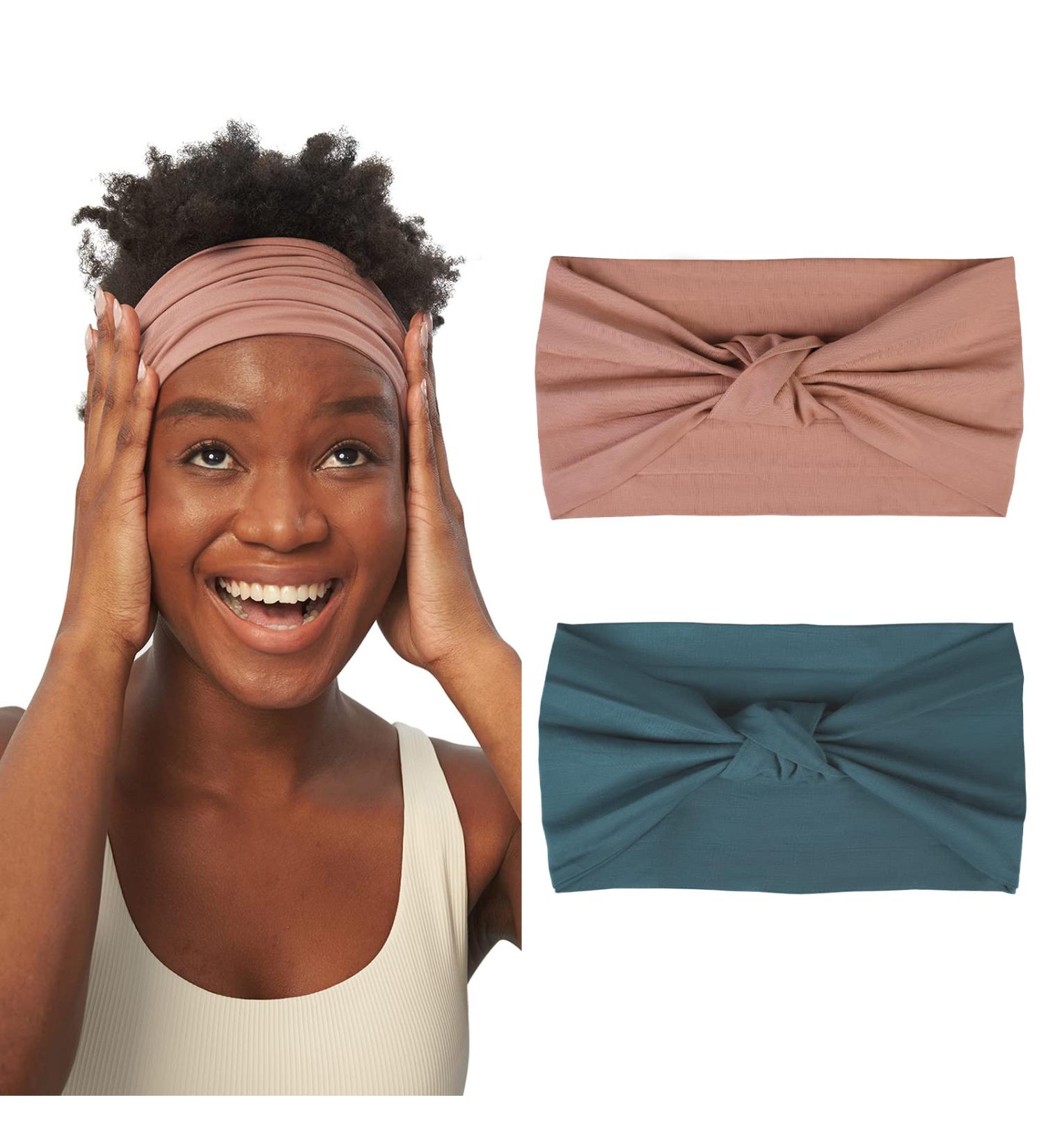 Sissycos Essential Headband - 2 Pack Women s Elastic Wide Hair Bands for Yoga Sports & Fitness - Pink & Prussian Blue - Buy Online on GoSupps.com