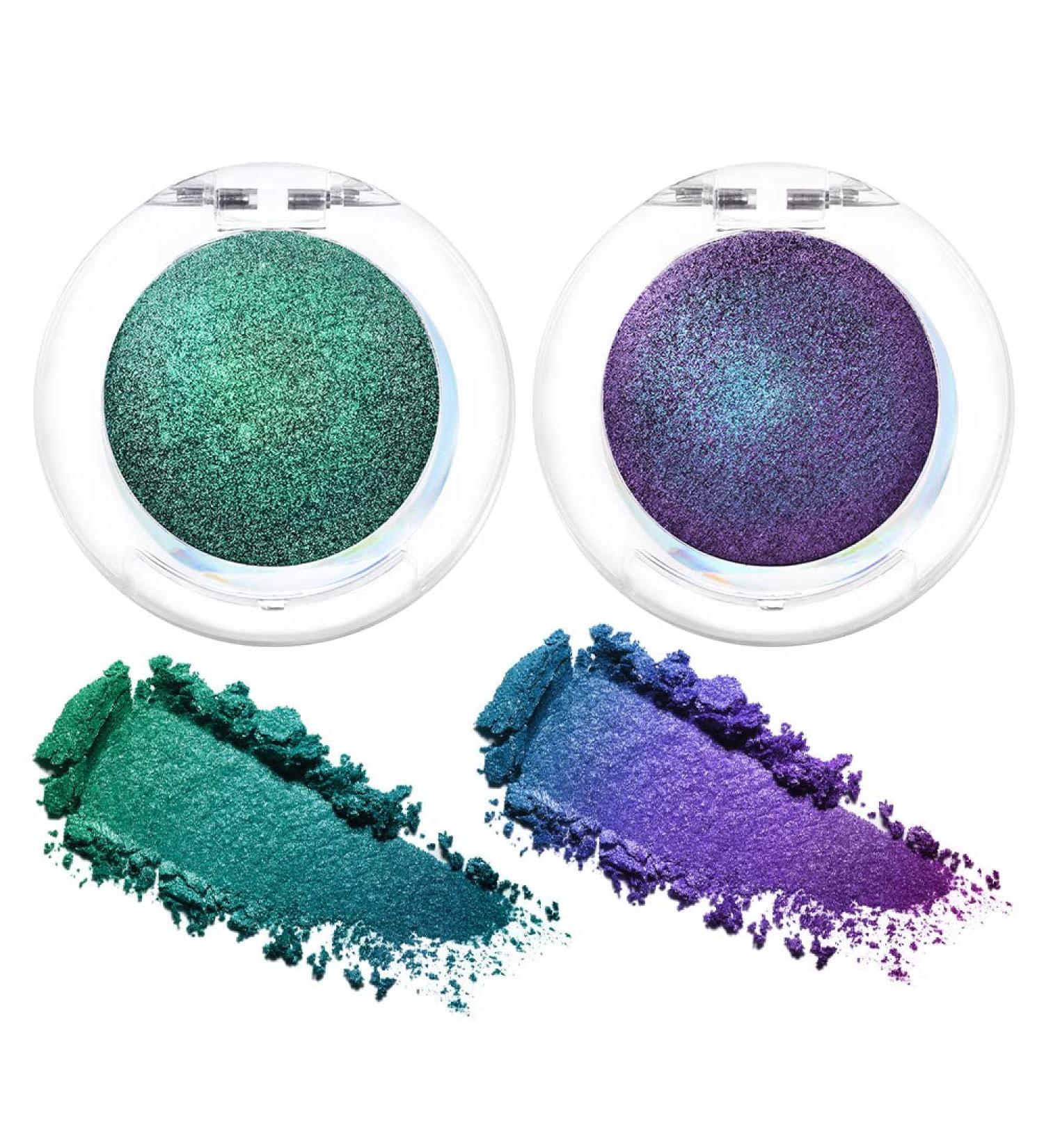 Chameleon Chrome Eyeshadow Palette Duo - Purple Emerald Green Blue Duochrome Set | High Pigment Shimmer | Concrete Minerals Loose Powder 2g 03&04 - 2 Count (Pack of 1) - Buy Online on GoSupps.com