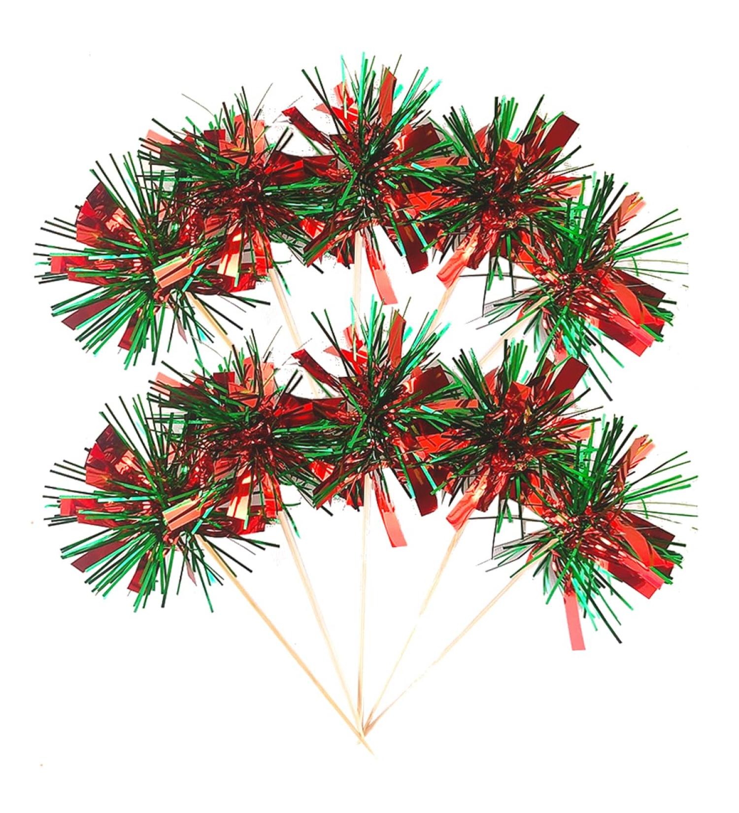50Pcs Firework Cupcake Toppers Firework Party Picks Cocktail Food Fruit Toothpick Holiday Cake Topper Decoration Toppers Picks for Christmas New Year Party Celebrations Cake Decoration Green and Red - Buy Online on GoSupps.com