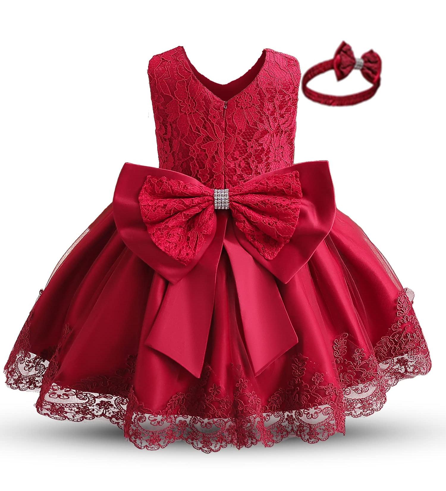 NNJXD Baby Girls Flower Princess Birthday Party Dress 648 Red-a | Size 3-4 Years - Buy Online on GoSupps.com
