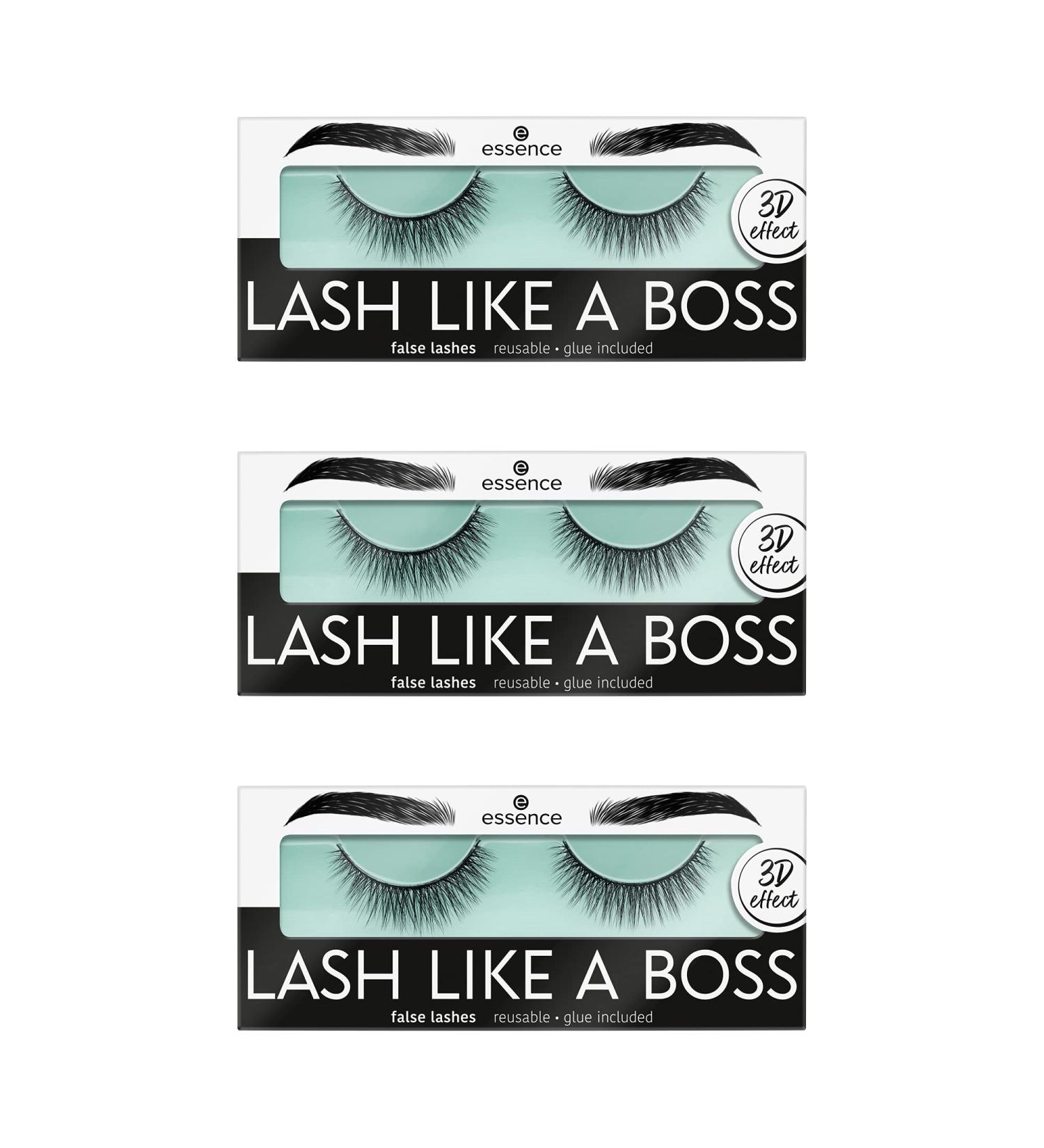 Essence Lash Like a Boss No. 04 False Lashes - Vegan Long-Lasting Defining & Volume-Giving - 3 Pack of Stunning Black Artificial Eyelashes for International Shipping - Buy Online on GoSupps.com