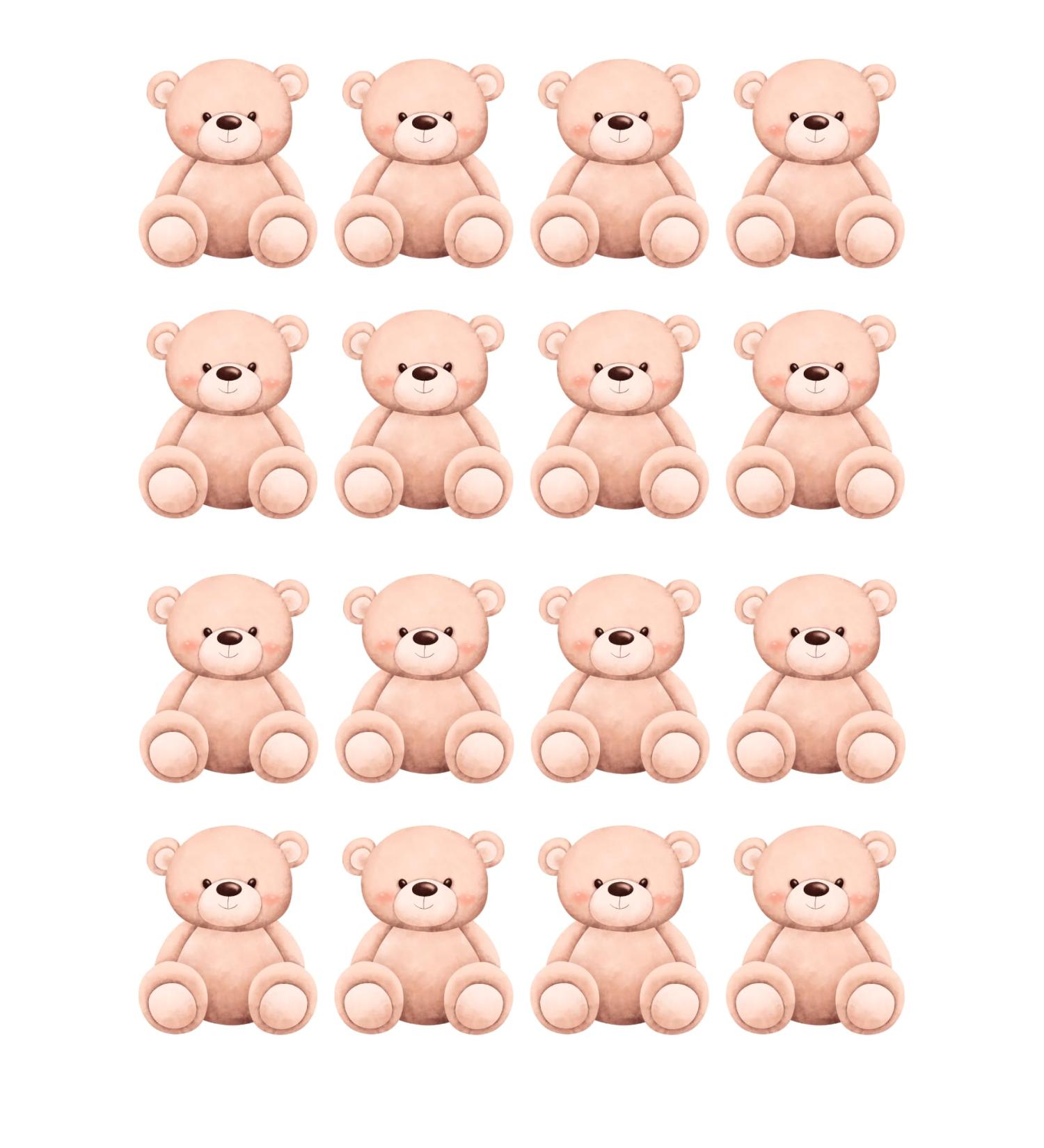 20 x 5cm EDIBLE Teddy Bear cupcake toppers wafer/icing UNCUT (wafer card)