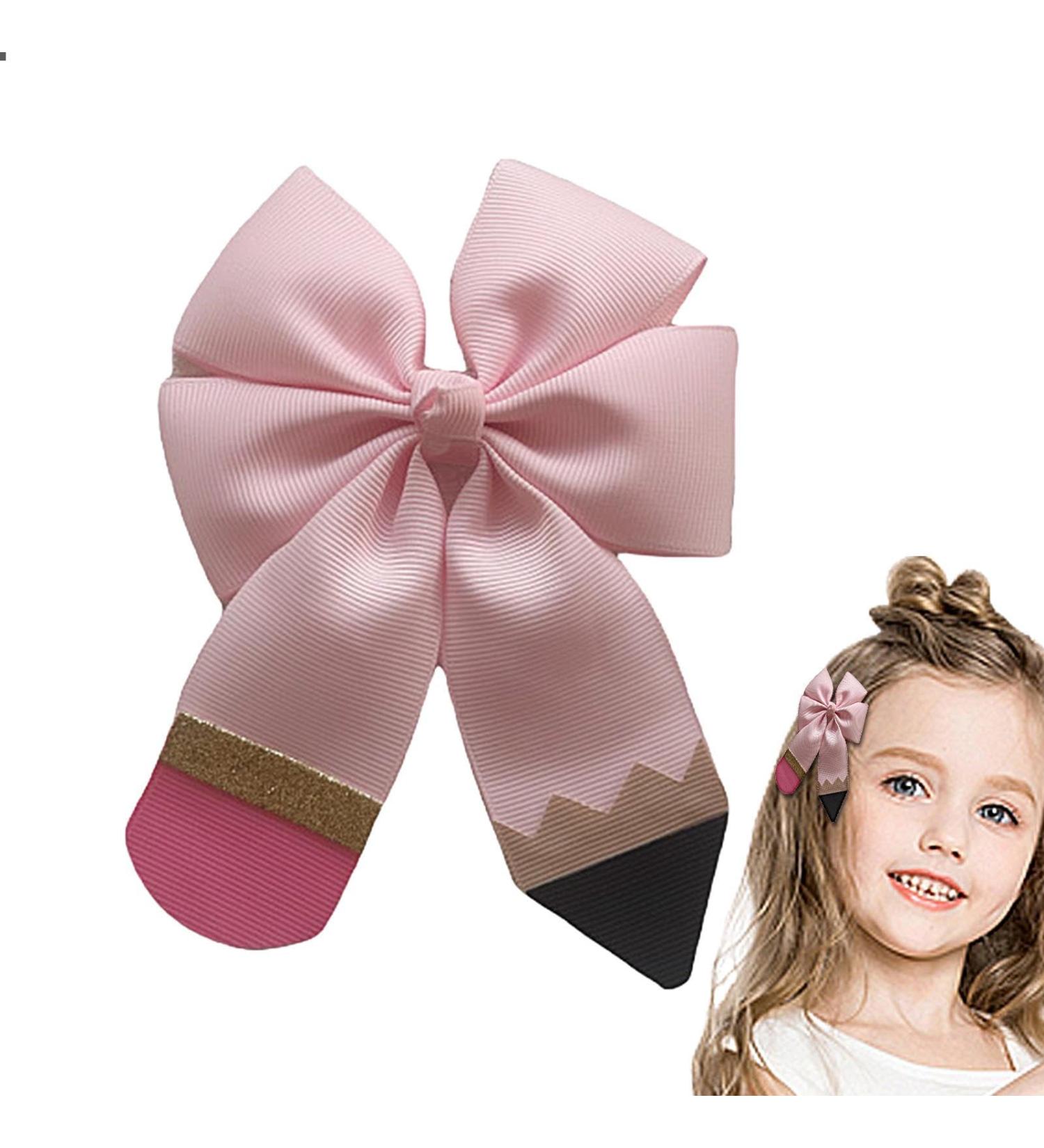 School Hair Bows | Pencil Hair Bow Clips Alligator - Hair Bow Clips Grosgrain Ribbon School Bows Decorations Frifer Pink A - Buy Online on GoSupps.com