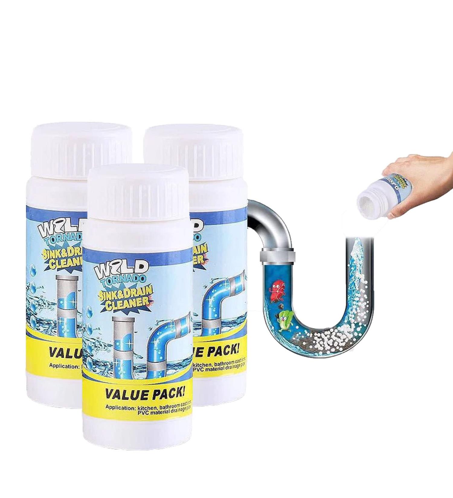 Wild Tornado Drain Cleaner Wild-Tornado Powerful Sink and Dredge Deodorant Chemical Powder Agent for Pipe Toilet Kitchen Dredging (3pcs) - Buy Online on GoSupps.com