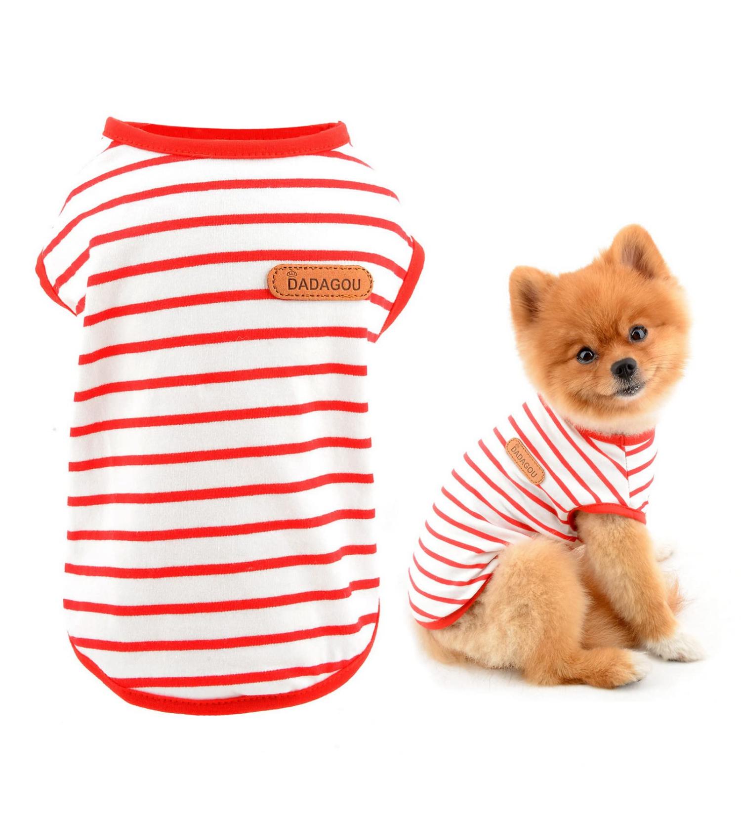 Smalllee Lucky Store: Summer Striped T-Shirt for Small & Medium Dogs | XS Red | Ideal for Yorkies Chihuahuas & Cats - Buy Online on GoSupps.com