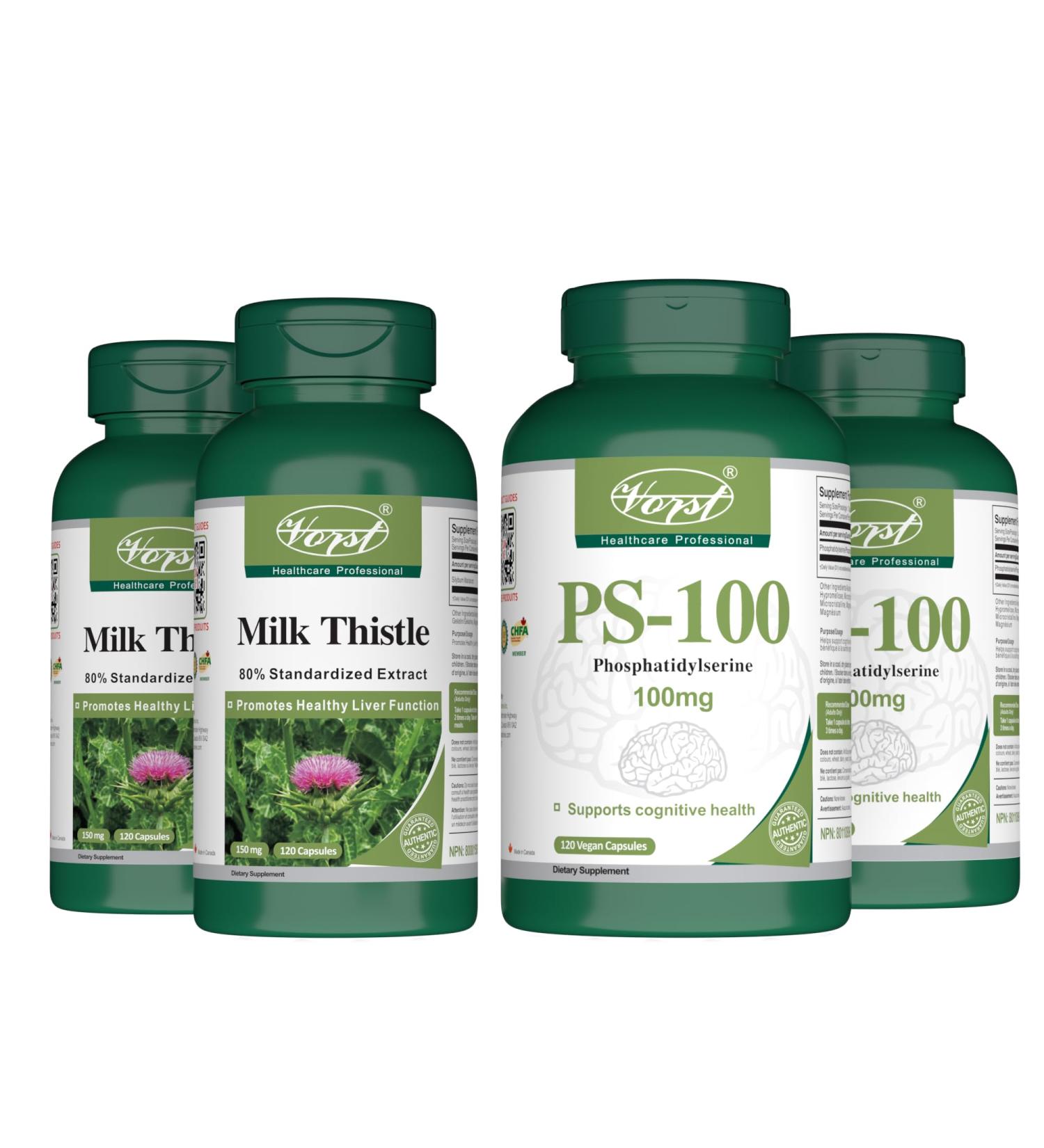 VORST Milk Thistle 120 Capsules and Phosphatidylcholine 120 Capsules | Combo Bundle 2 x 2 Bottles - Buy Online on GoSupps.com