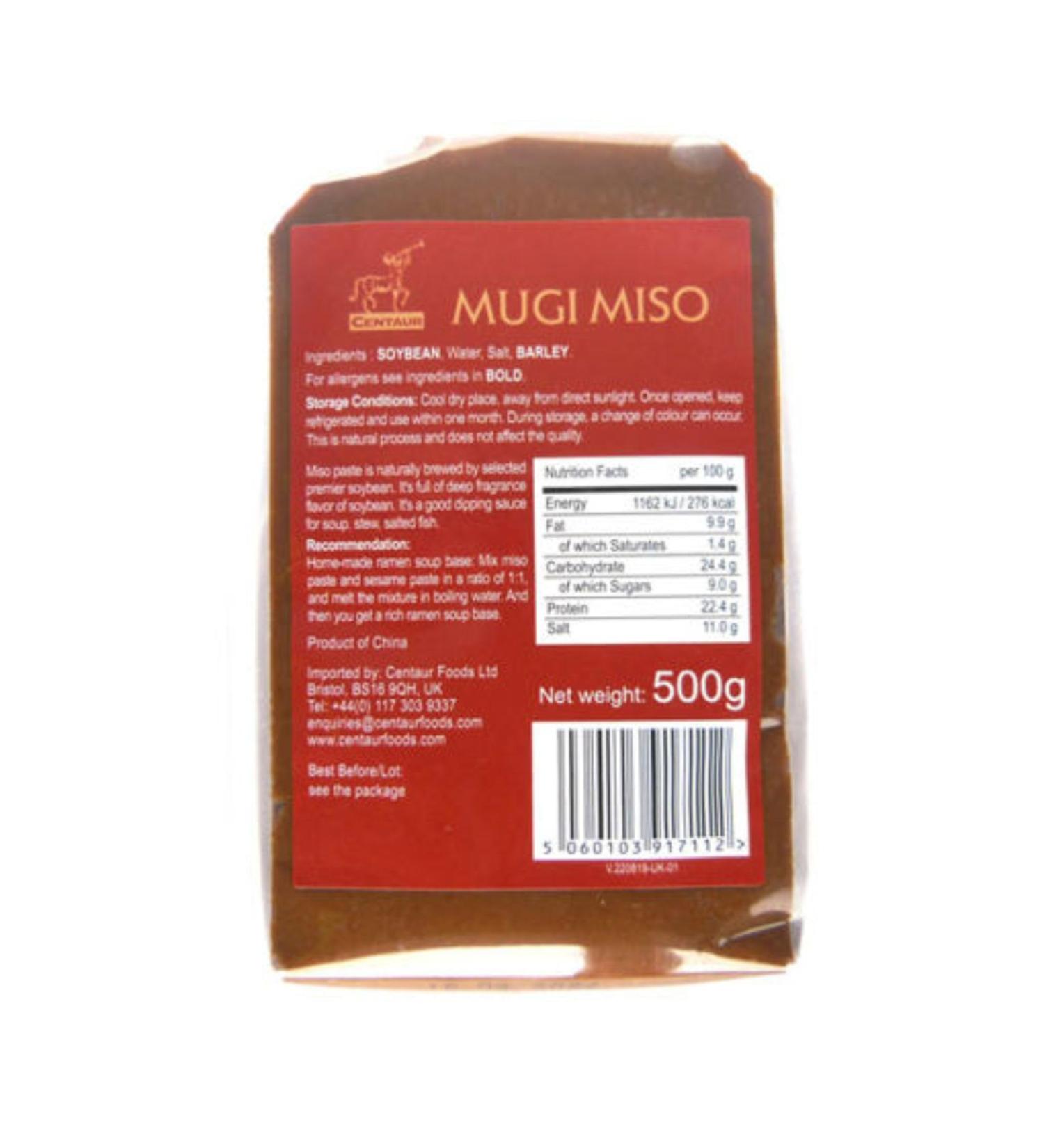 Centaur Mugi Miso Paste (500g). Miso paste is naturally brewed by selected premier soybeans.