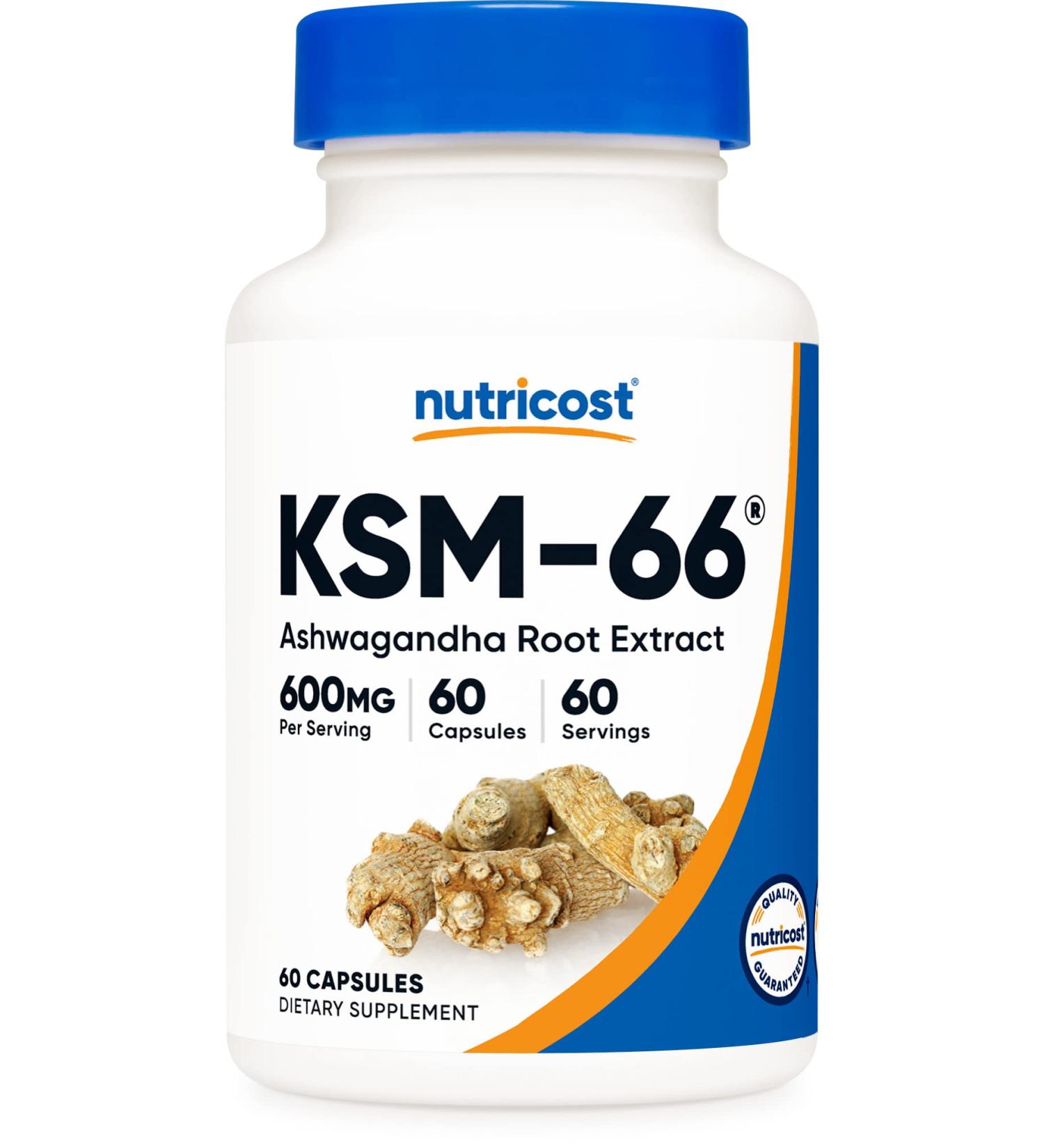 Nutricost KSM-66 Ashwagandha Root Extract 600mg - High Potency 5% Withanolides - 60 Caps w/ BioPerine for Enhanced Absorption - Buy Online on GoSupps.com
