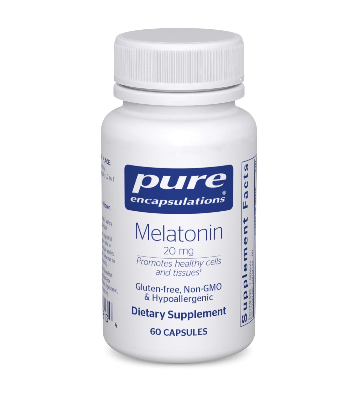 Pure Encapsulations Melatonin 20 mg - Not Intended for Sleep Support - for Immune System & Healthy Cells - 99.5% Purity Melatonin - Gluten Free & Non-GMO - 60 Capsules 60 Count (Pack of 1) - Buy Online on GoSupps.com