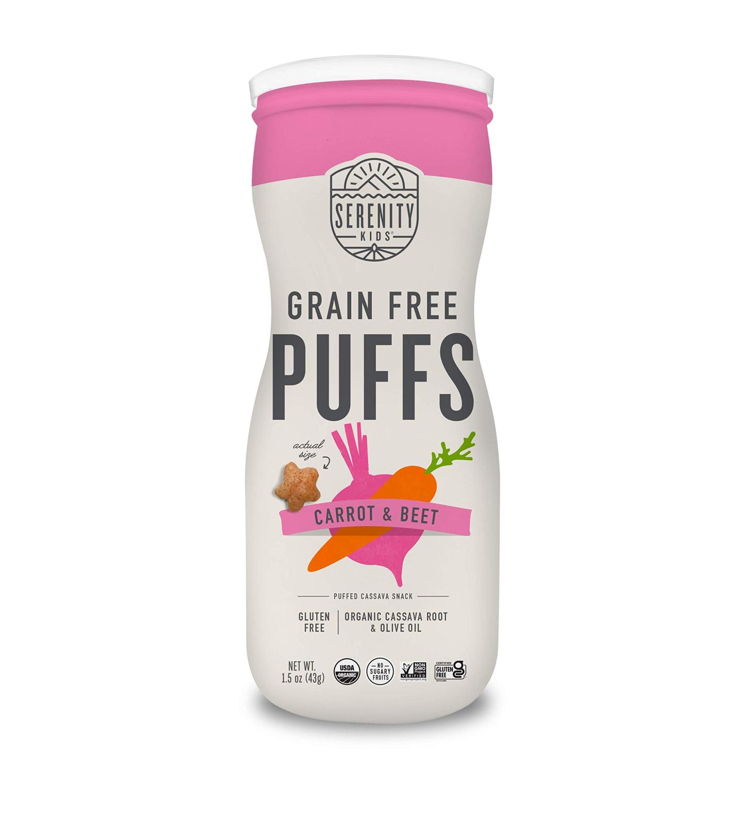 Buy Serenity Kids Grain Free Puffs - Carrot & Beet, 1.5 oz (43g) | Healthy Snack for Toddlers - Buy Online on GoSupps.com