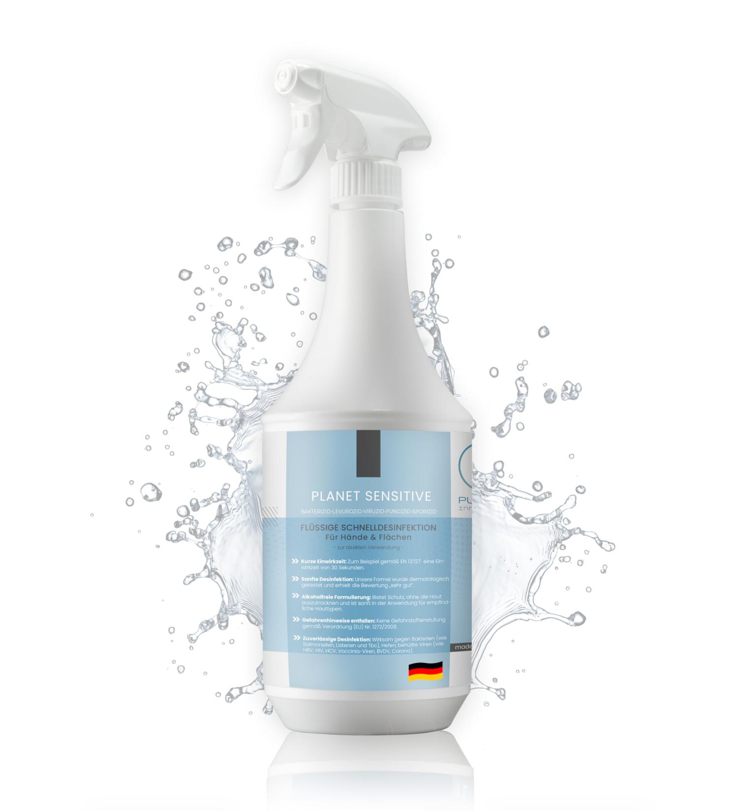 Planet Sensitive Non-Alcoholic Disinfectant - 6x1L Spray for Hands Skin & Areas | Halal & Kosher | Effective Against Bacteria Viruses & Mold - Buy Online on GoSupps.com