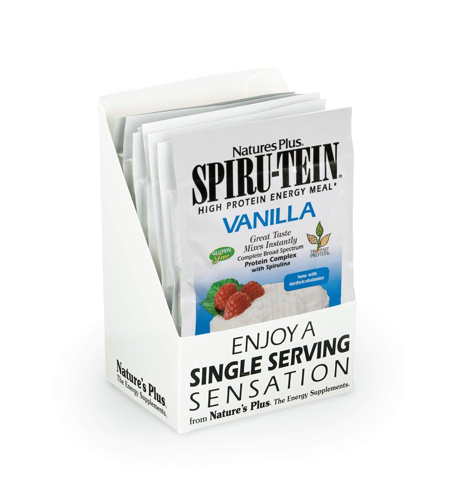 Nature's Plus Spiru-Tein High Protein Energy Meal - Vanilla Flavor, 8 Packets (1.2 oz each) - Nutritional Supplement - Buy Online on GoSupps.com