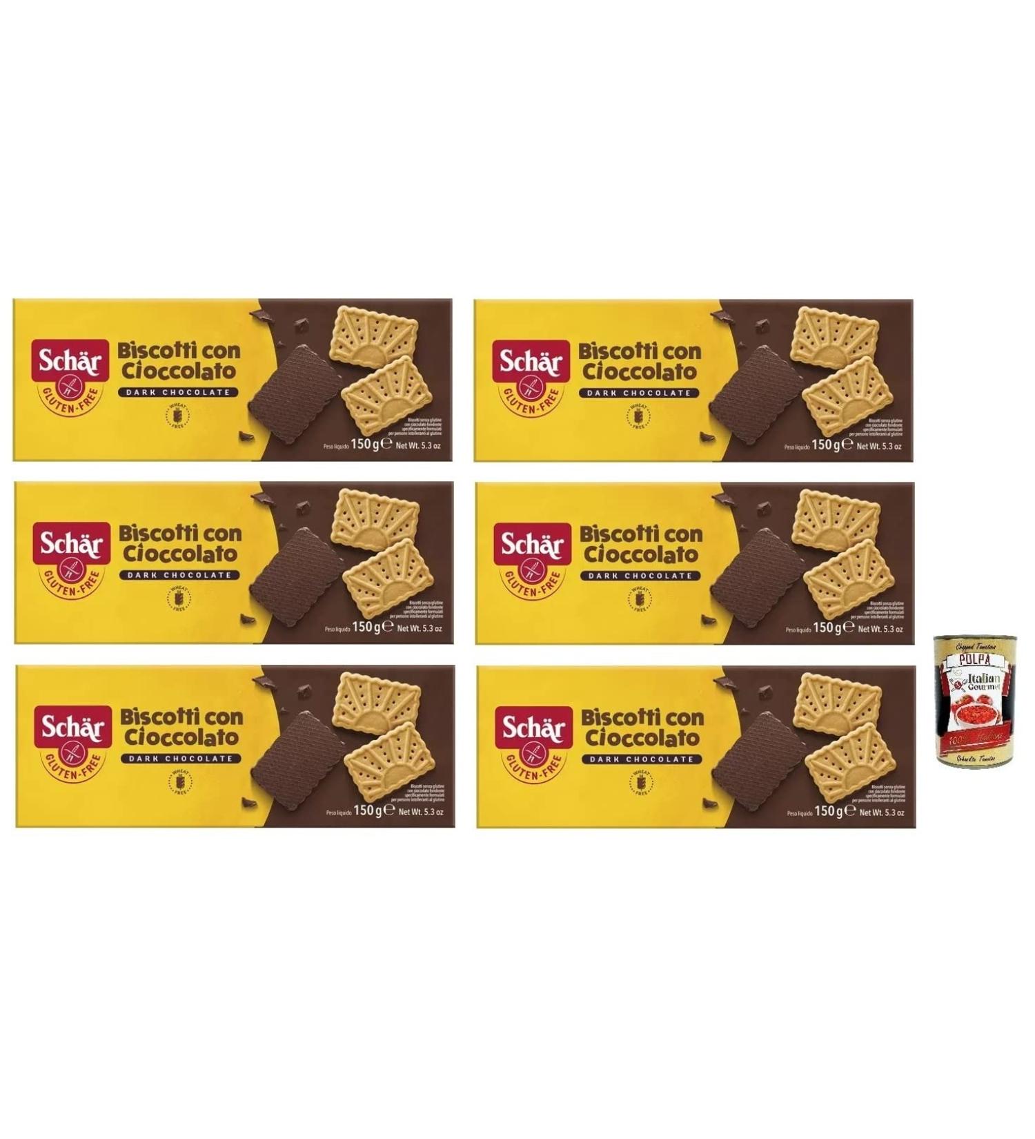 dr. Sch r Biscotti Senza Glutine con Cioccolato Lot of 6 gluten-free biscuits with dark chocolate 150 g + box of 400 g - Buy Online on GoSupps.com