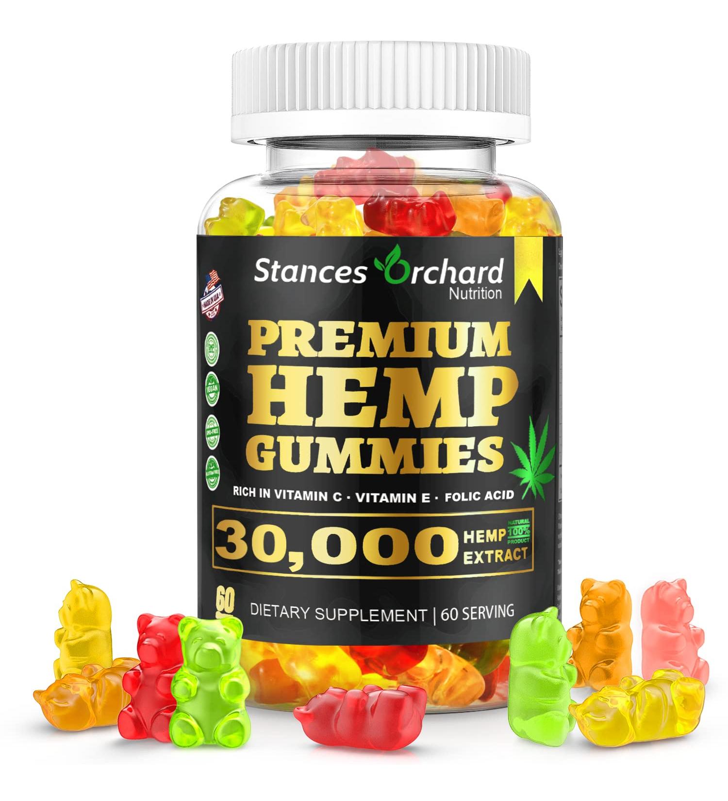 Hemp Gummies Advanced Extra Strength Infused Natural Organic Hemp Oil Extract for Stress Reduction for Adult Relaxation Vegan Non-GMO Zero BD Oil Low Sugar Made in USA - Buy Online on GoSupps.com